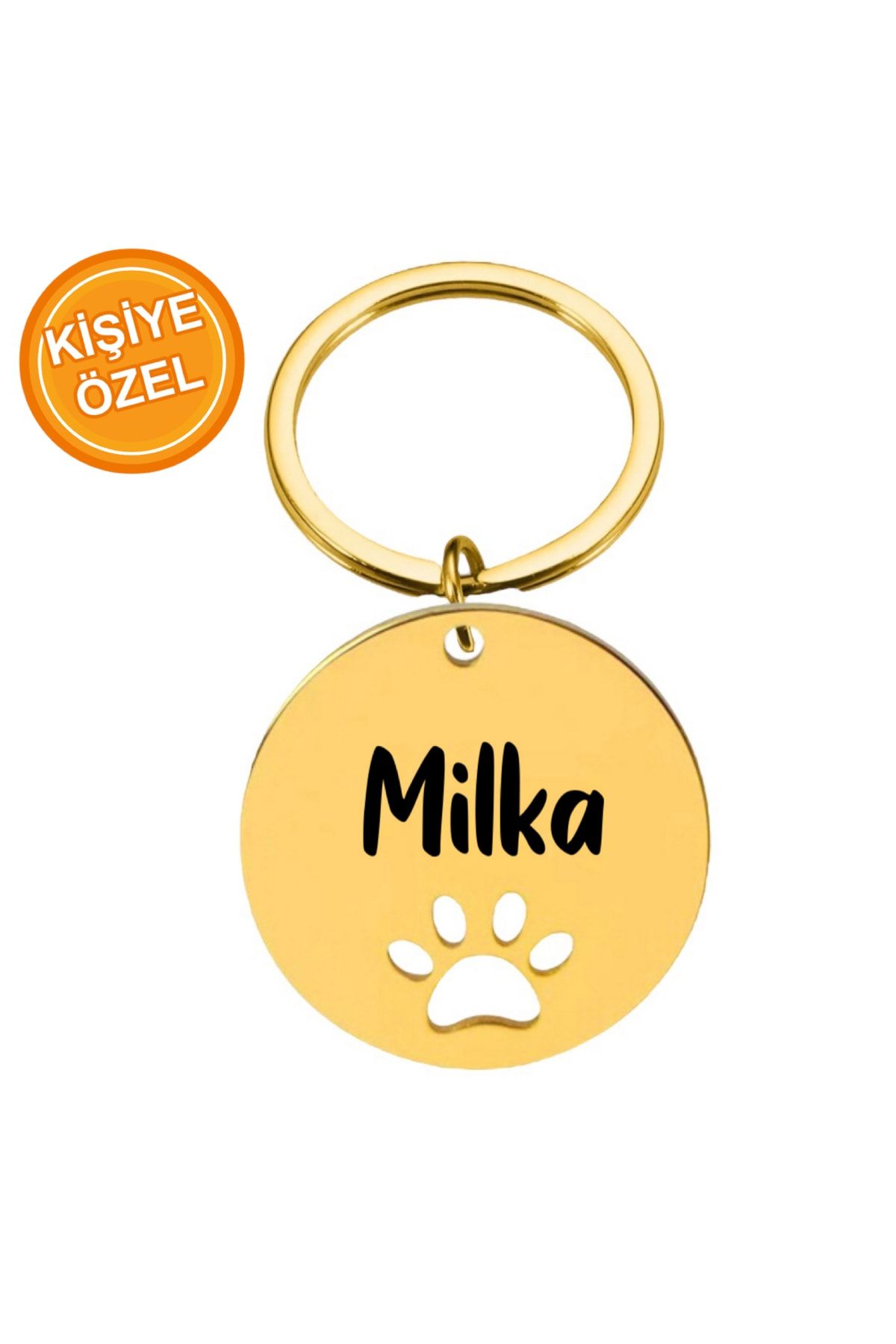 PATİMİO Isme Özel Çelik Kedi Köpek Isimlik Künyesi Gold