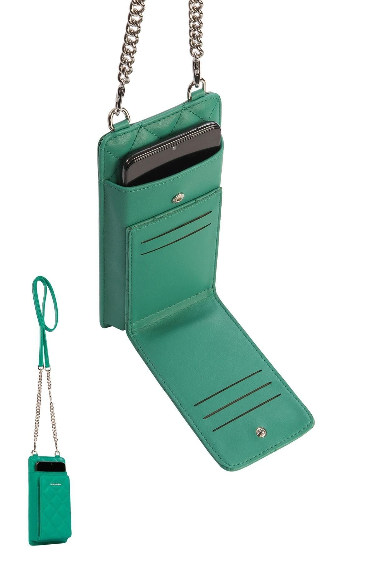 Cengiz Pakel Pakel Kira Telefon Bölmeli Çapraz Askılı Kadın Omuz Cüzdan Çanta - 7370t - Z.yeşili