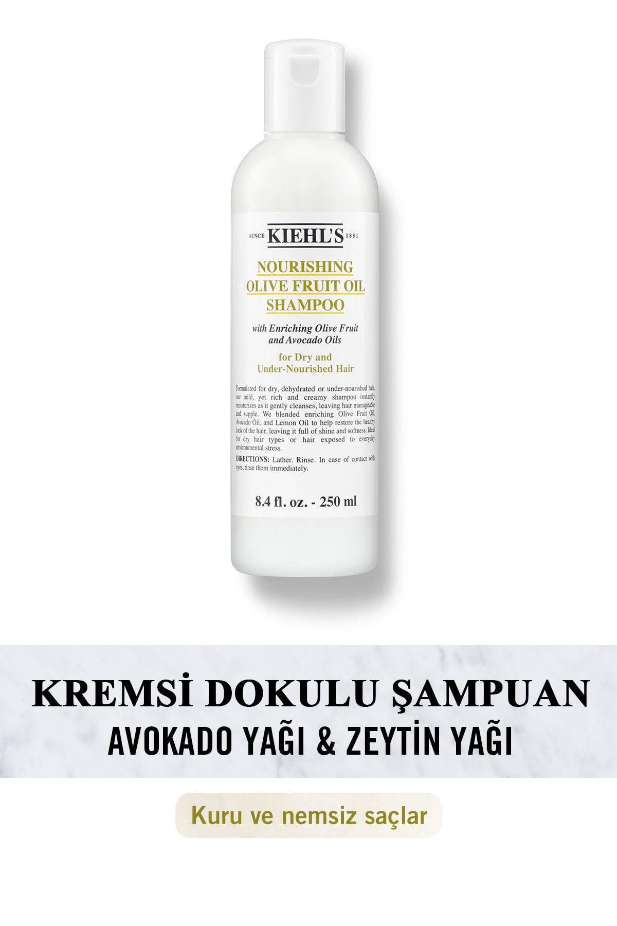 Kiehl's Olive Fruit Oil Nemsiz Saçlar Için Zeytin Yağı Içeren Besleyici Şampuan 250 ml