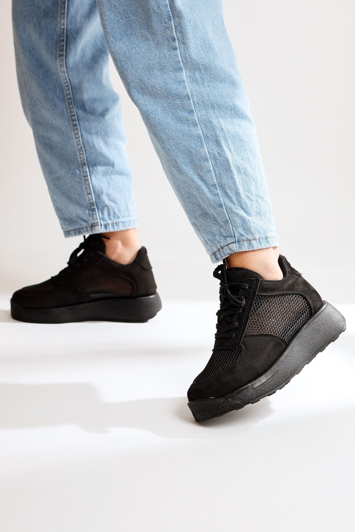 Limoya Kany Siyah Süet Fileli Sneakers Spor Ayakkabı