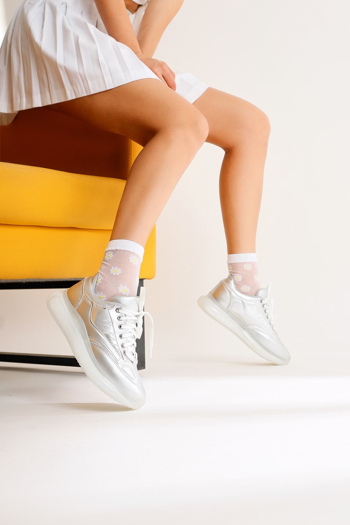 Limoya Nelda Gümüş Bağcıklı Sneakers Spor Ayakkabı