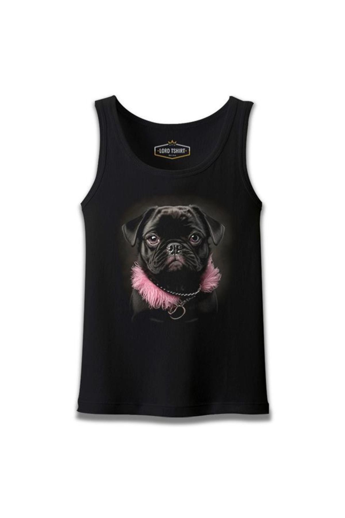 Lord T-Shirt Dog Wearing Pink Fur Siyah Erkek Atlet