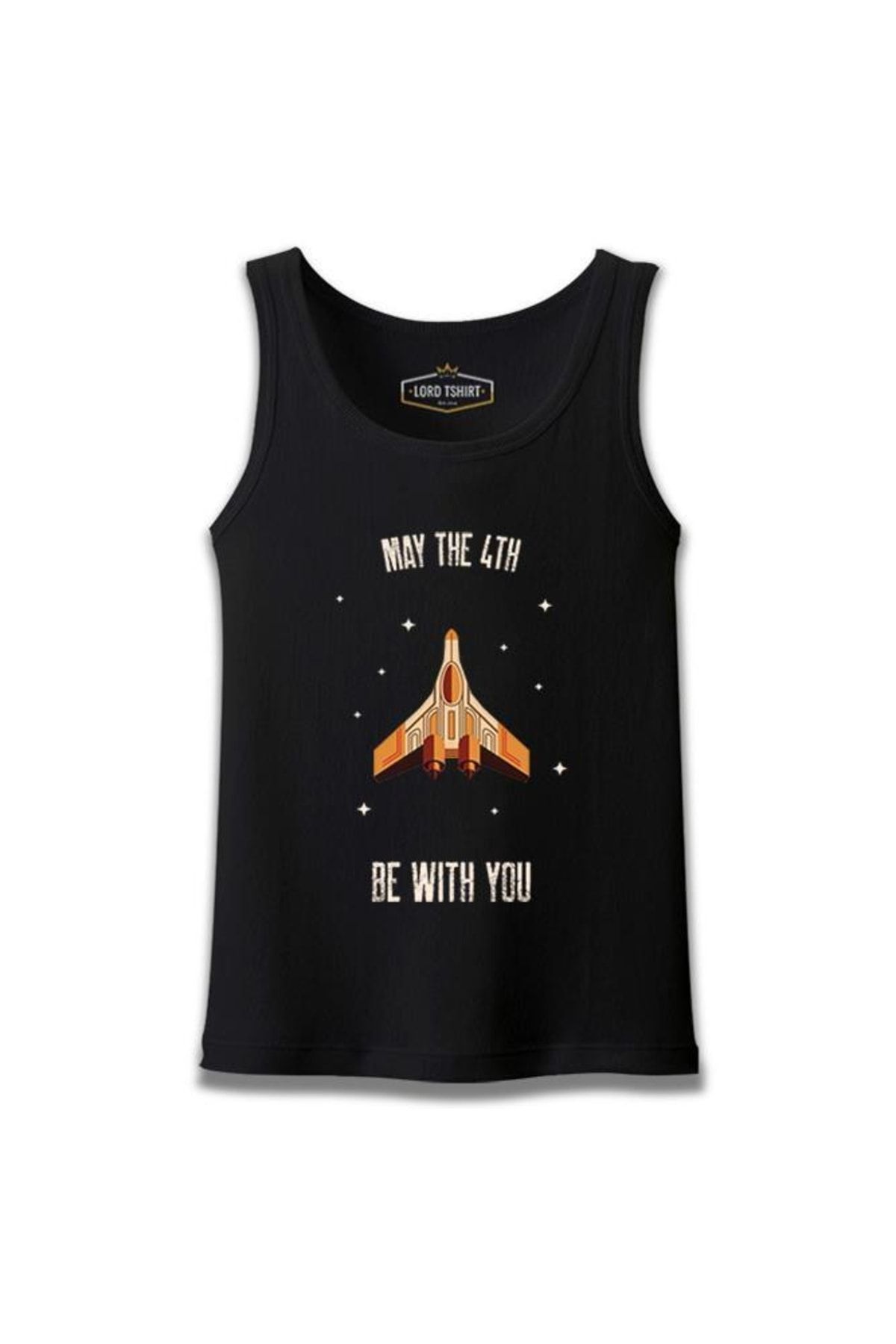 Lord T-Shirt May The Fourth Spaceship And Stars Siyah Erkek Atlet