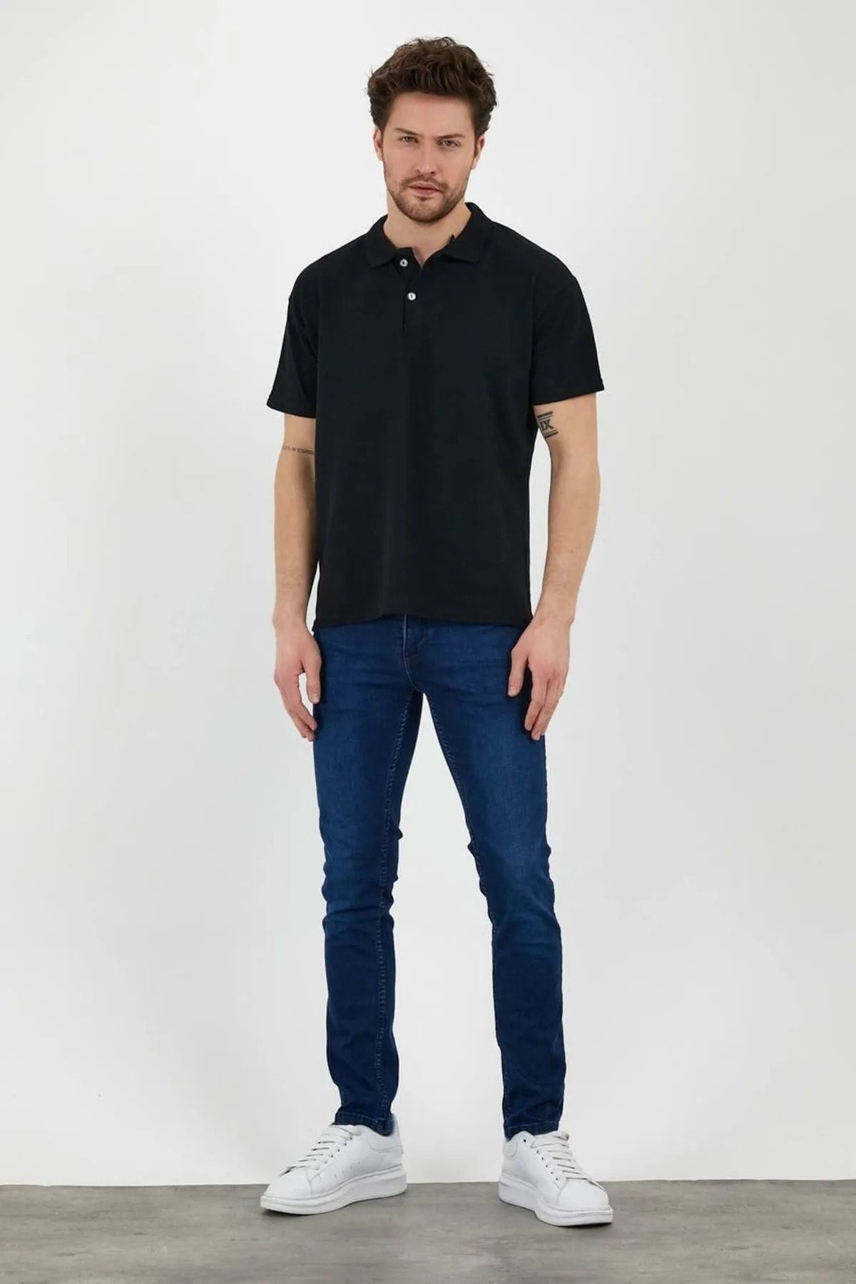EKZMODA Siyah Slim Fit Erkek Polo Yaka Tişört - Kadin Tisort T-shirt - Erkek Tisort T-shirt