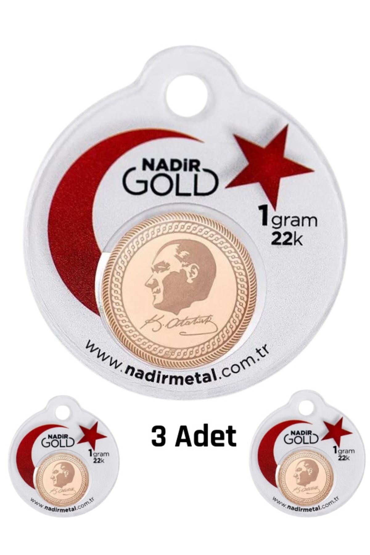 Nadir Gold Efendi Sarrafiye 1 Gram 3 Adet 22 Ayar Yatırımlık Altın