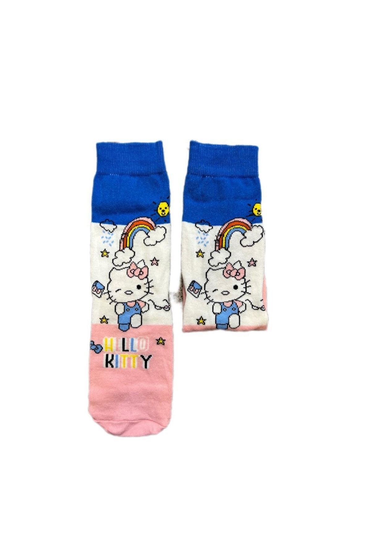 Kuzgunshop Hello Kitty Gökkuşağı Şık Unisex Çorap