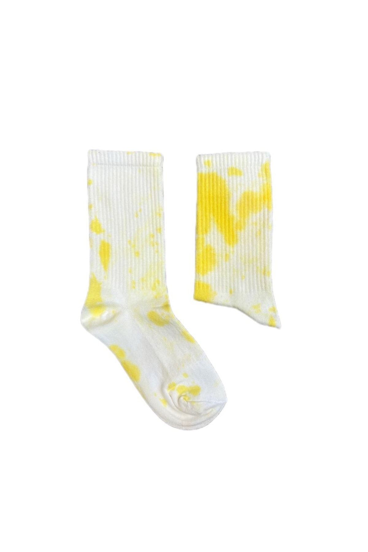 Kuzgunshop Batik (beyaz-sarı) Unisex Çorap