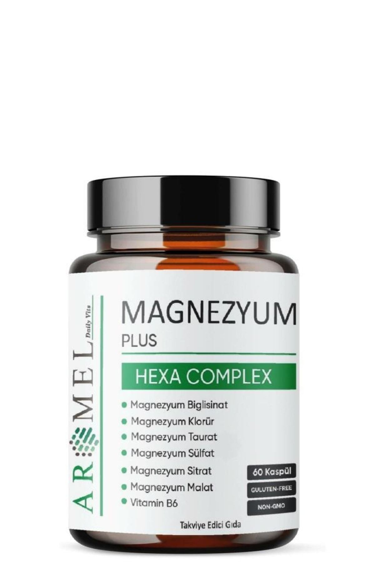 Aromel Magnezyum Plus, Hexa Complex | 60 Kapsül | Magnezyum,biglisinat,klorür,taurat,sülfat,sitrat,m