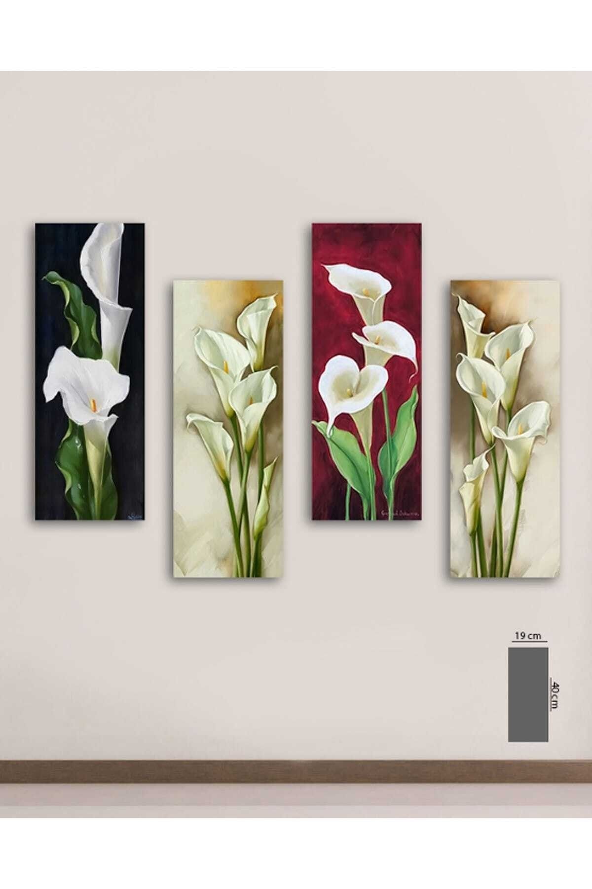 Evimona 4 Parça Gelin Çiçeği Mdf Tablo - 4dikey-47 / 19x40