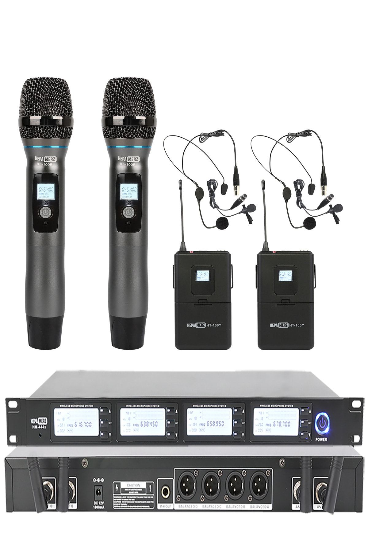 Hepa-Merz Hepa Merz Hm-444ey 4'lü Kablosuz El Ve Yaka Mikrofonu Seti 4lü Telsiz Mikrofon (2 El 2 Yaka)