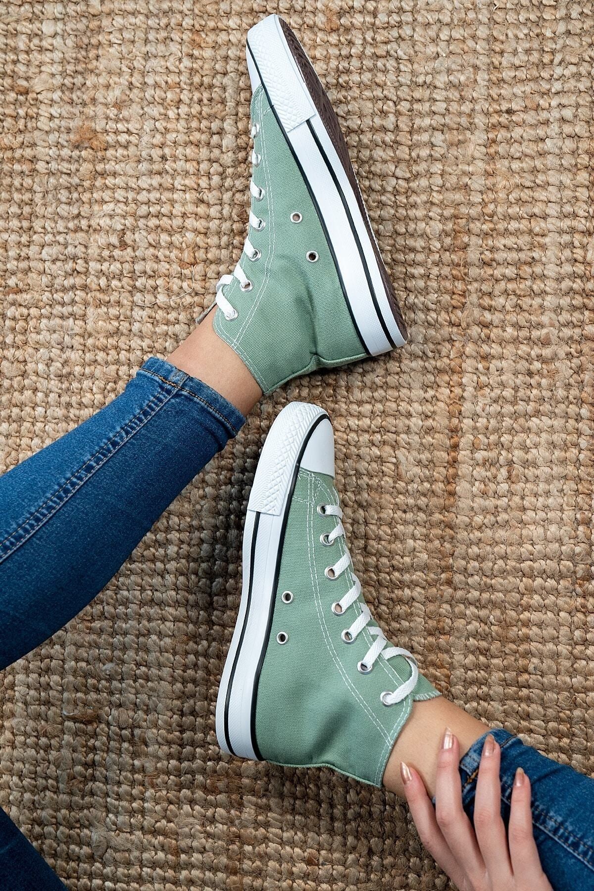 Bartrobel Kadın Mint Yeşil Uzun Bilekli Su Yeşili Sneaker Spor Ayakkabı