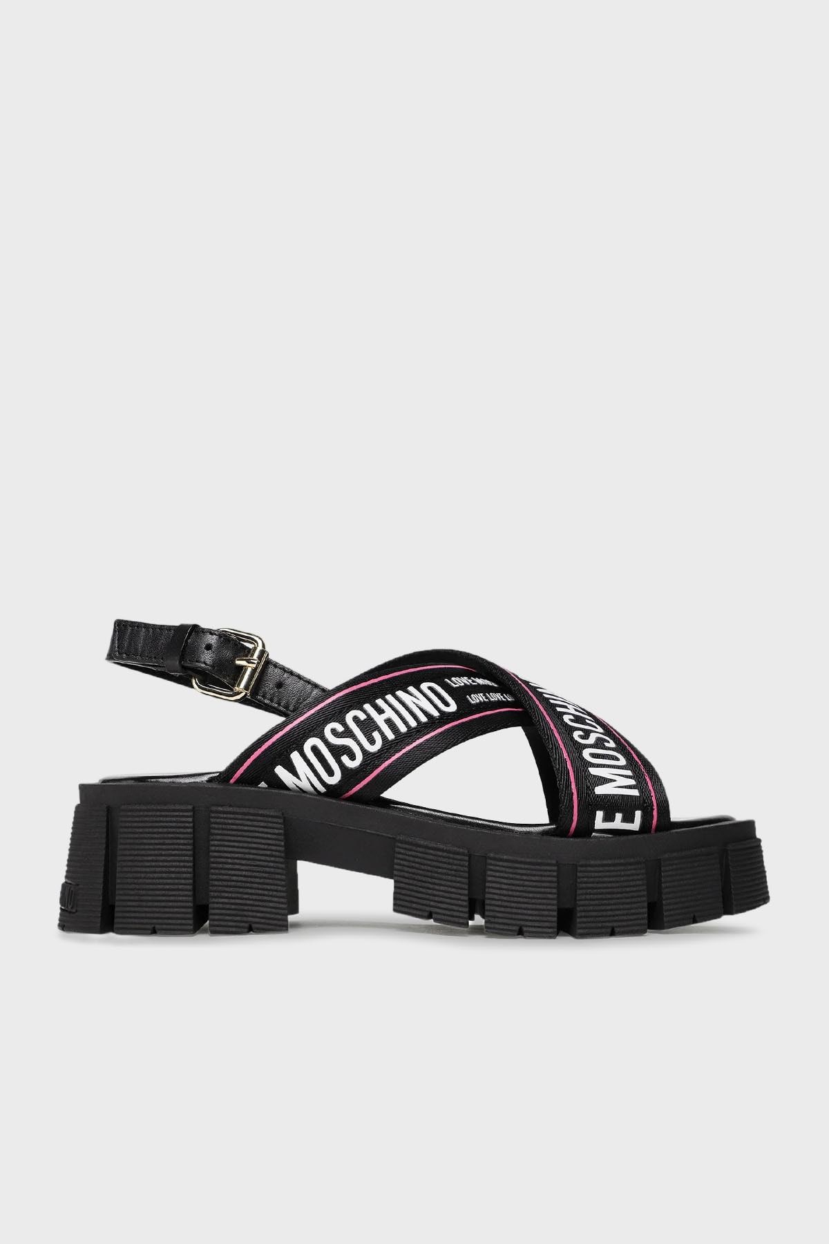 Moschino Logolu Kalın Tabanlı Sandalet Sandalet Ja16186g0gıx200a