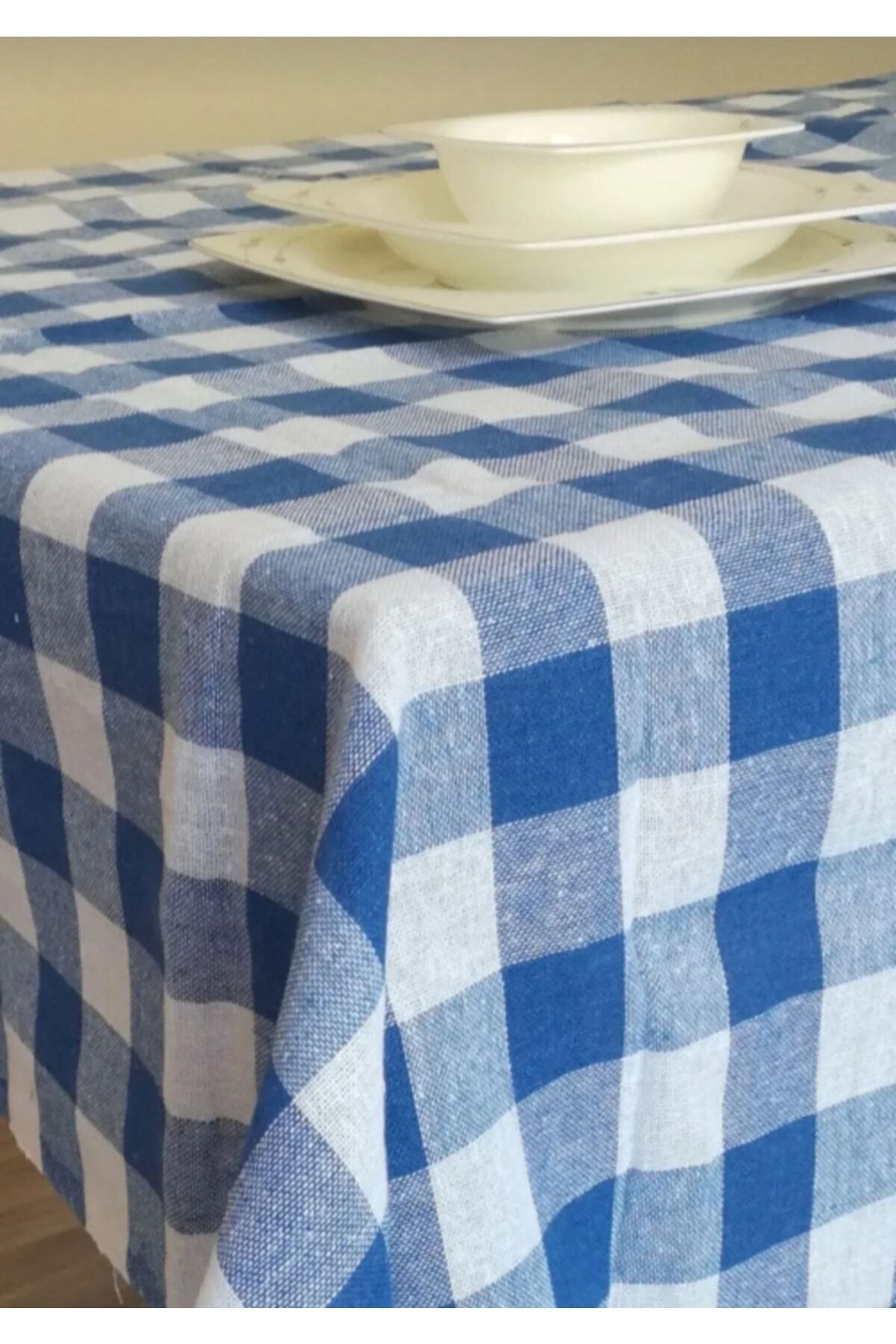DENİZLİ ÇEYİZ Çok Amaçlı Piknik-masa Örtüsü Sofra Bezi Mavi 150x150