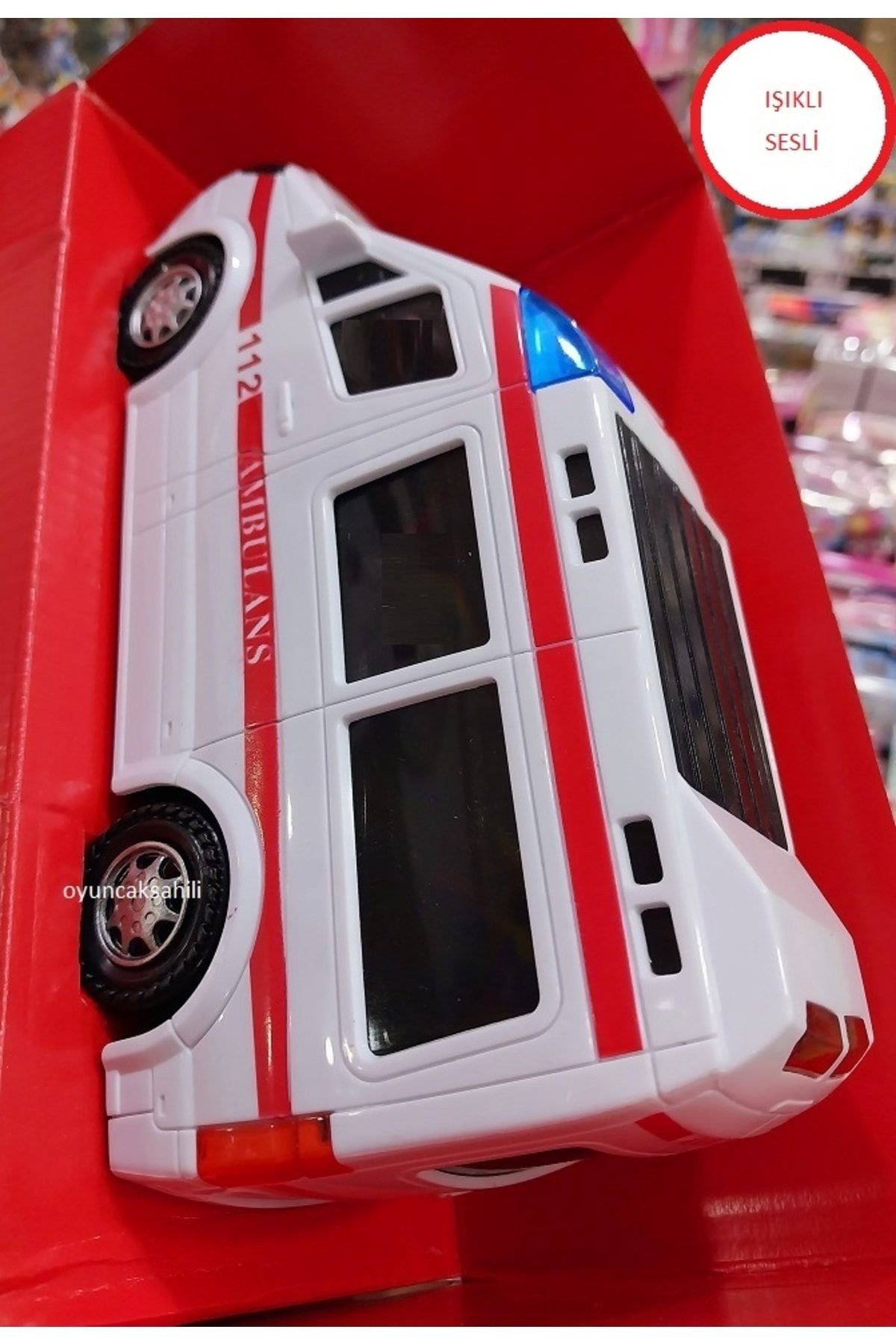 OYUNCAKSAHİLİ Ambulans 112 Acil Servis Minibüs Işıklı Sesli Fonk Erkek Eğitici Oyuncak Ses Efekti Oyuncak Araba
