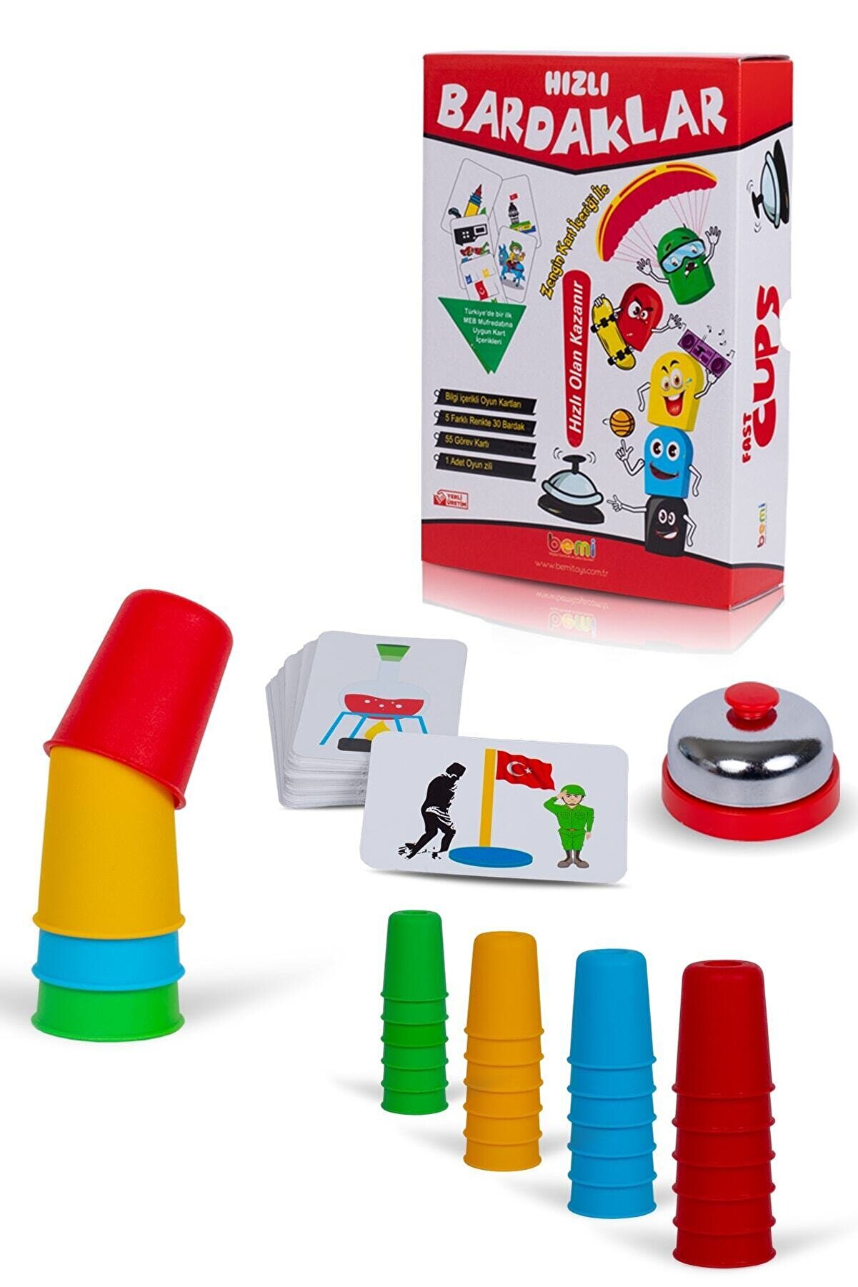 BEMİ Süper Hızlı Pratik Bardaklar - Akıl Hafıza Mantık Eğitici Zeka Strateji Çocuk Ve Aile Kutu Oyunu