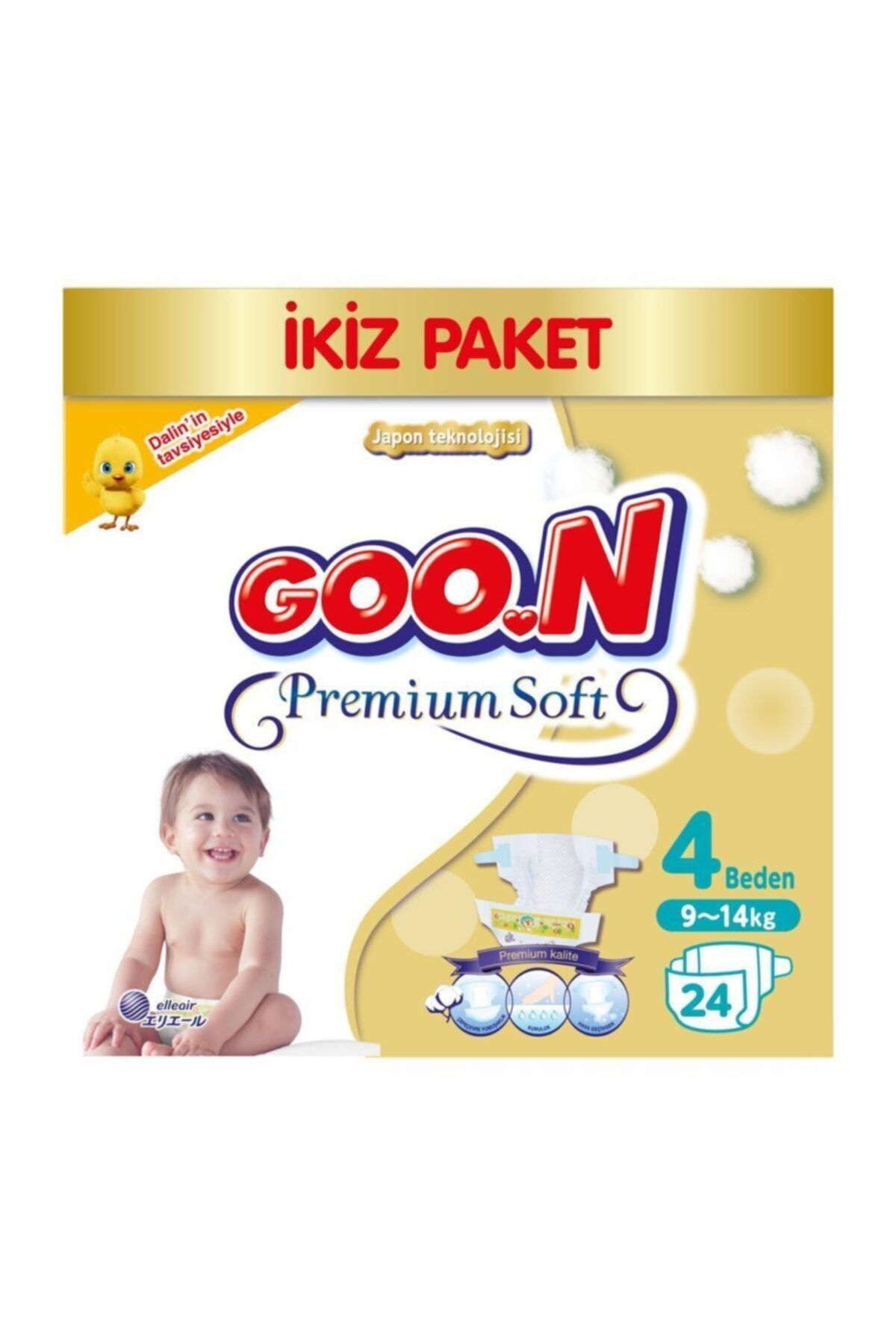 Goo.n Goon Premium Soft Bebek Bezi 4 Beden Ikiz Paket 24 Adet