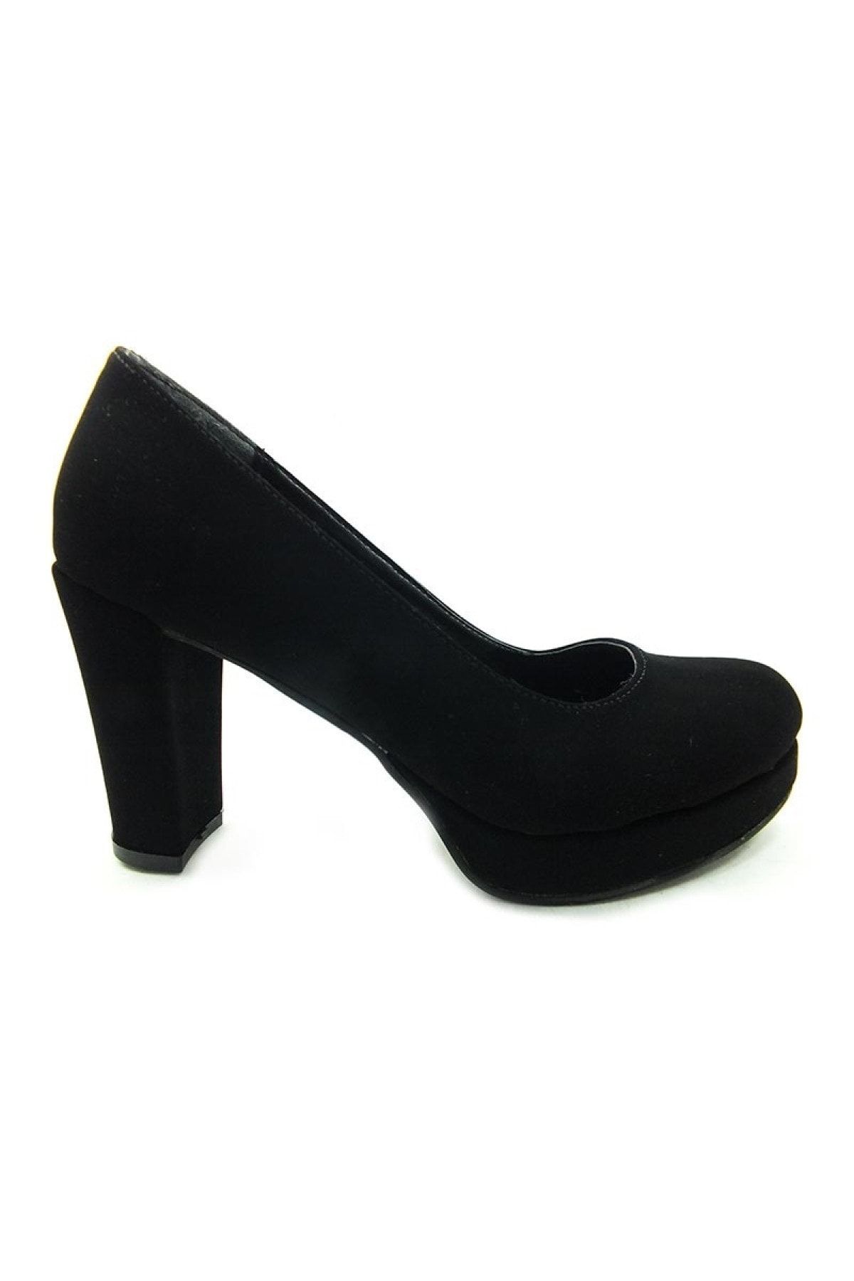 Çarıkçım Kadın Siyah Süet Topuklu Ayakkabı 1100-15
