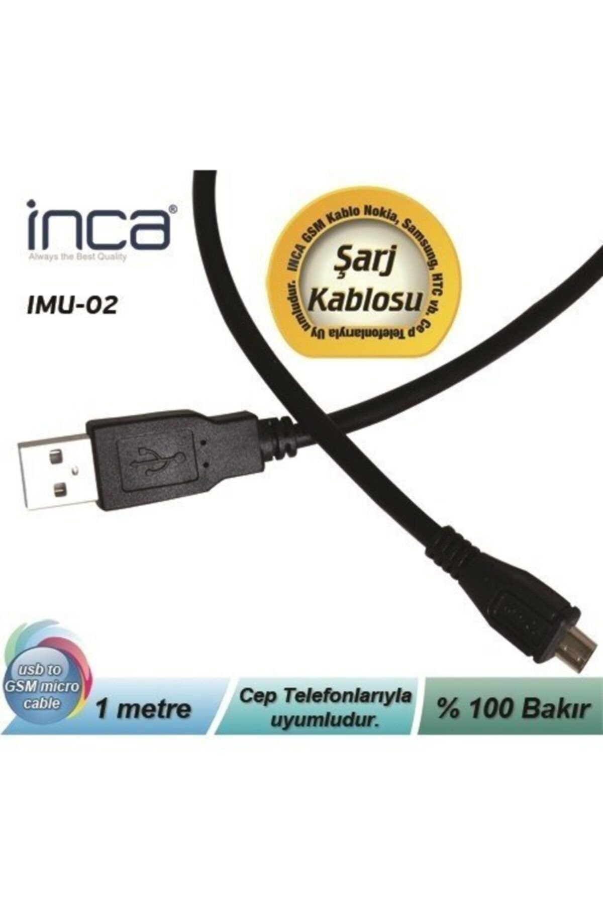 Inca Usb 1metre Imu-02 Usb 2.0 Microusb Gsm (telefon) Şarj Kablosu