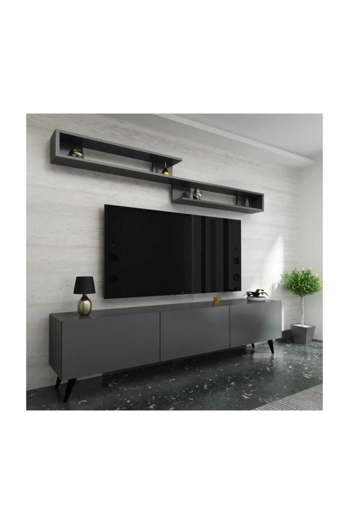 NEWLİNE Ideal Tv Ünitesi X2032 Antrasit Renk 150 cm