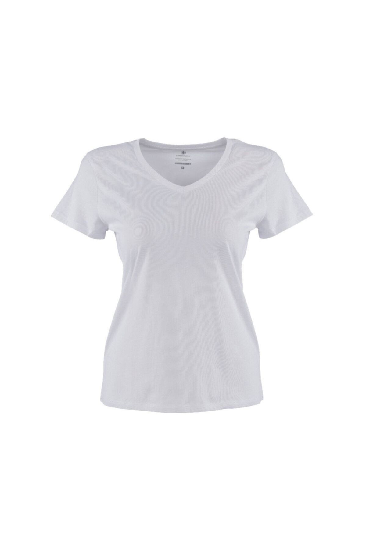 Lumberjack CT132 BASIC MODAL V NECK Beyaz Kadın T-Shirt 100581844