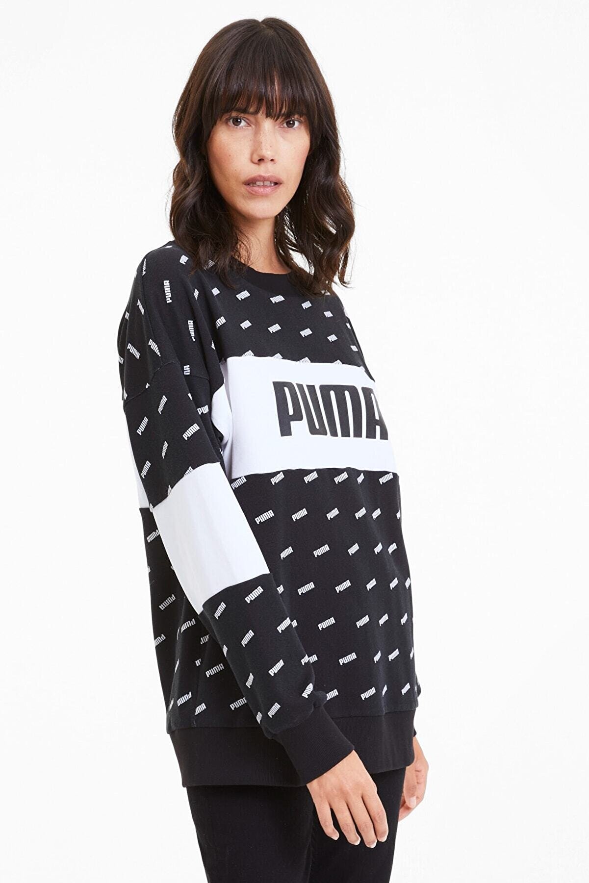 Puma Kadın Sudadera Crew Aop Logo Sweatshirt