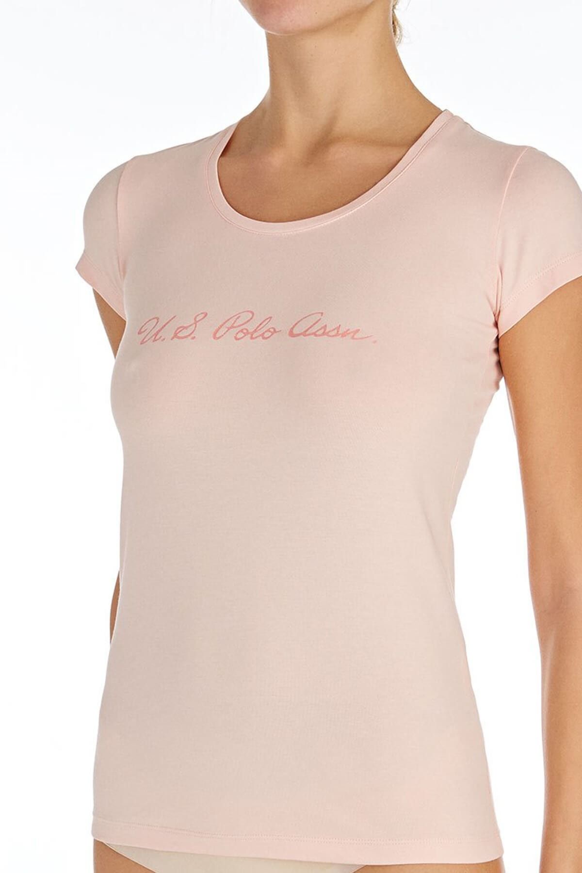 U.S. Polo Assn. Kadın Pembe O Yaka T-shirt Us.01.66066