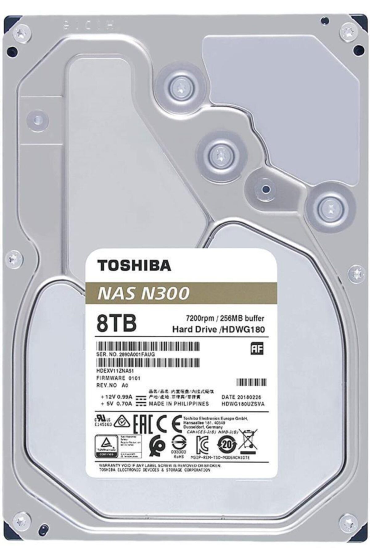 Toshiba 8tb 3.5inç N300 Sata3 Hdd Hdwg180uzsva