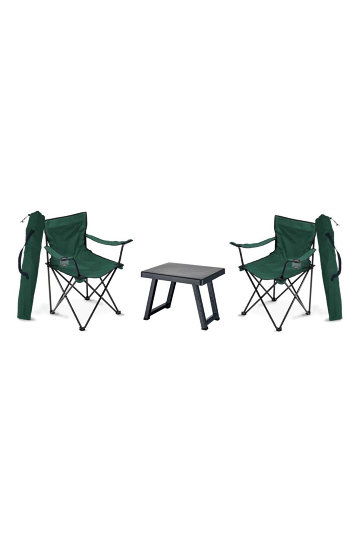 Trend Maison 2 Adet Kamp Sandalyesi (yeşil ) Katlanır Sehpa Set