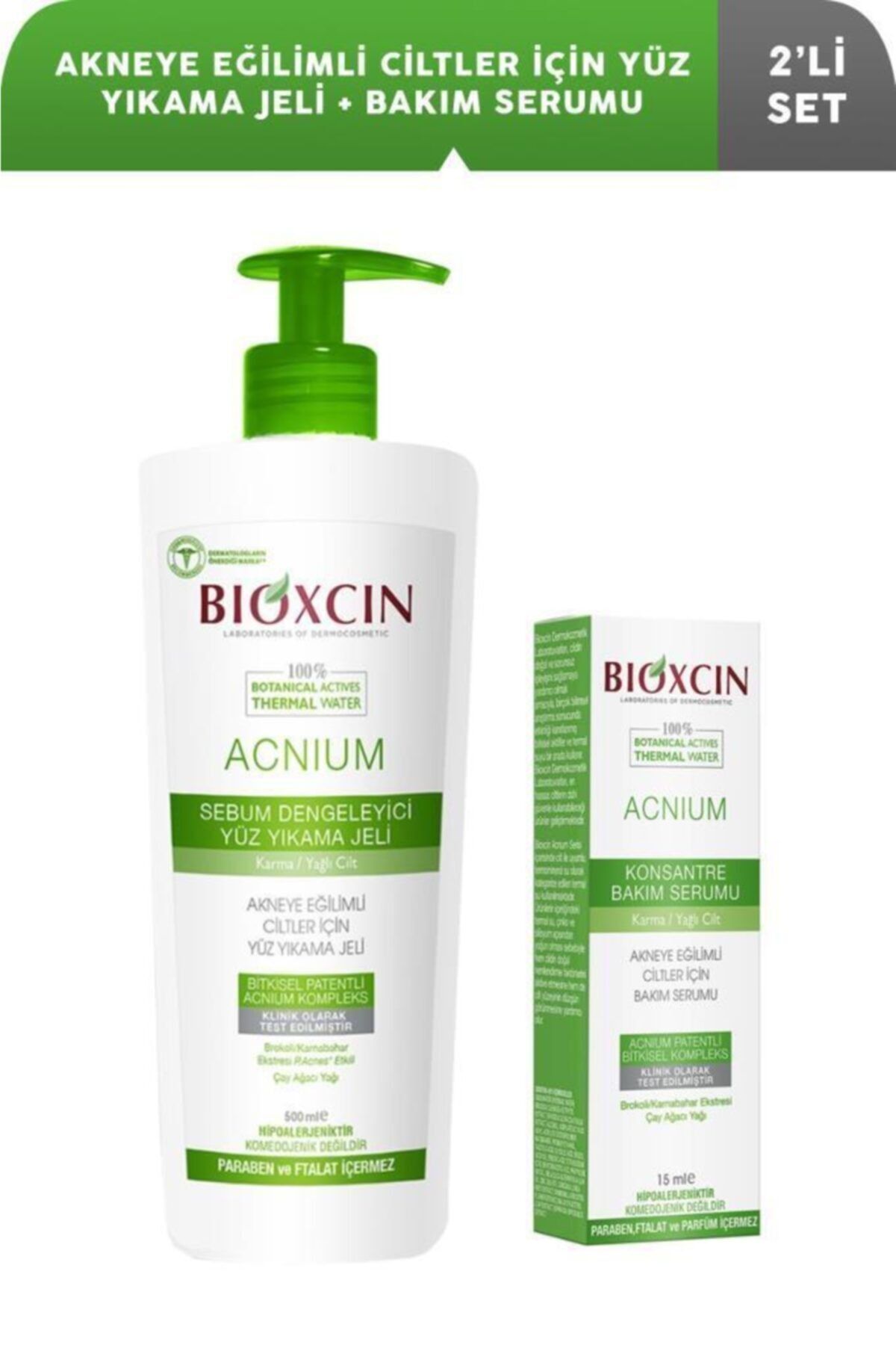 Bioxcin Acnium Akneye Eğilimli Ciltler Için Yüz Yıkama Jeli+bakım Serumu