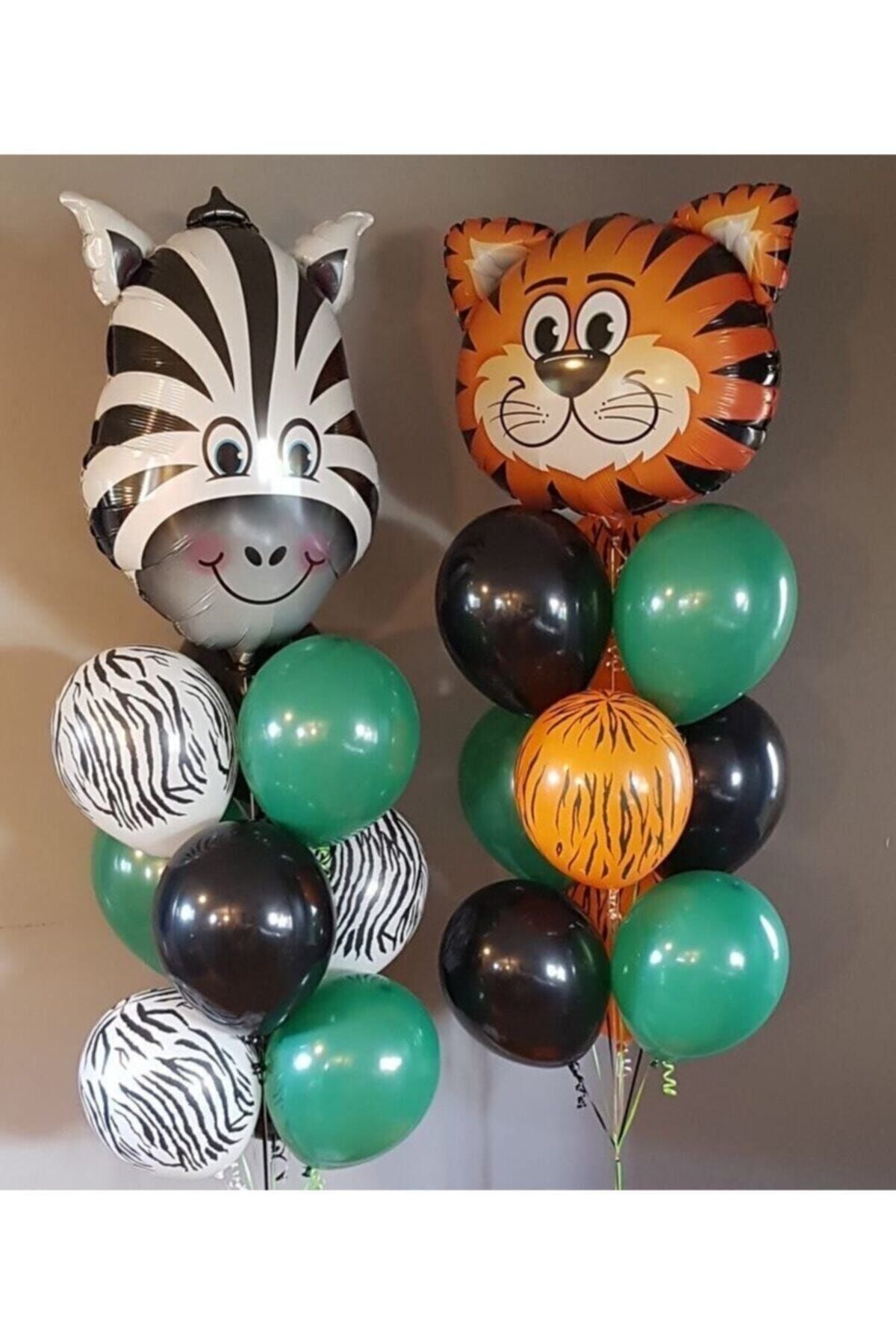 Aşkın Parti Evi Safari Konsept Safari Folyo Balon Ve Lateks Ve Metalik Balon Safari Balon Safari Doğum Gün