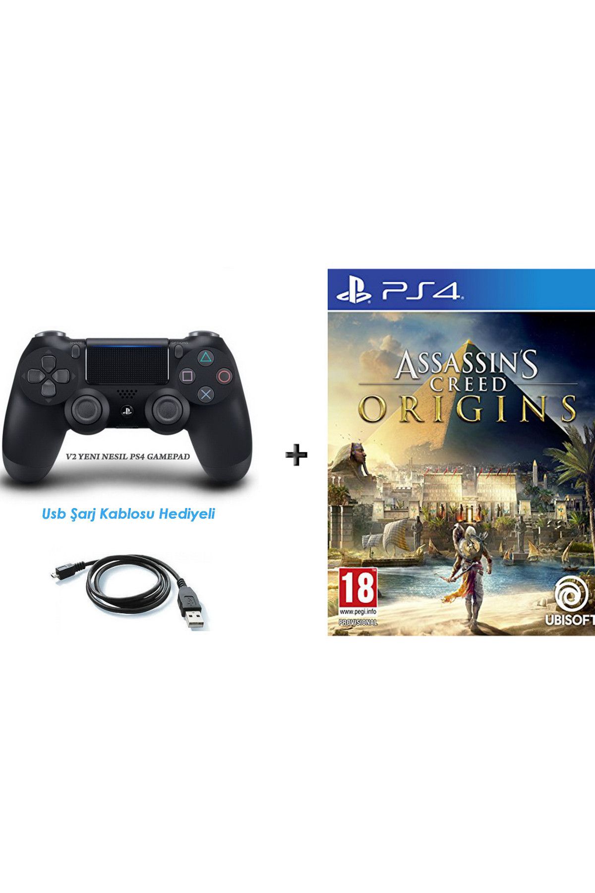Ubisoft Assassins Creed Origins PS4 OYUN+PS4 V2 NESIL DUALSHOCK KOL