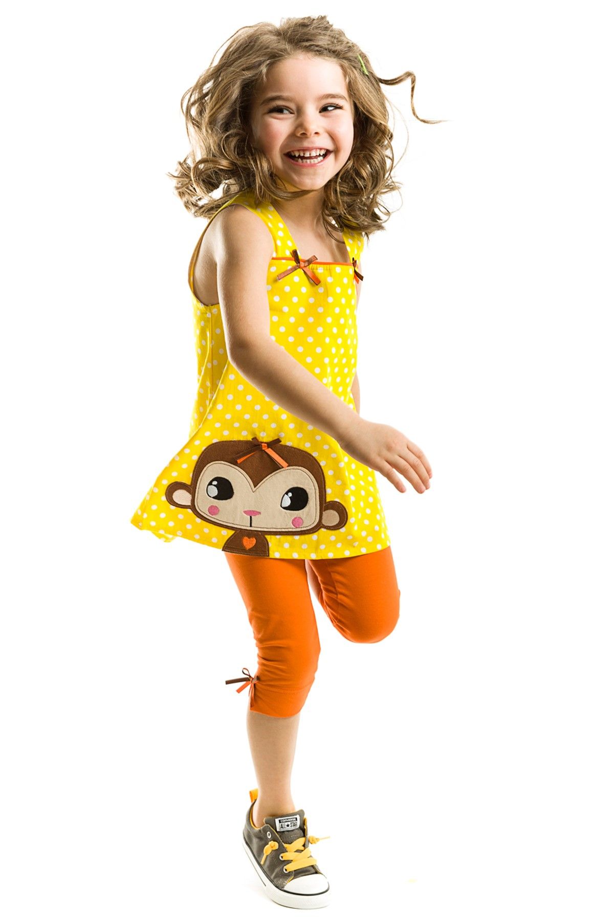 MSHB&G Sarı Turuncu Kız Çocuk Sarı Maymuncuk Tunik Takım MS-15YTK-SRIMY