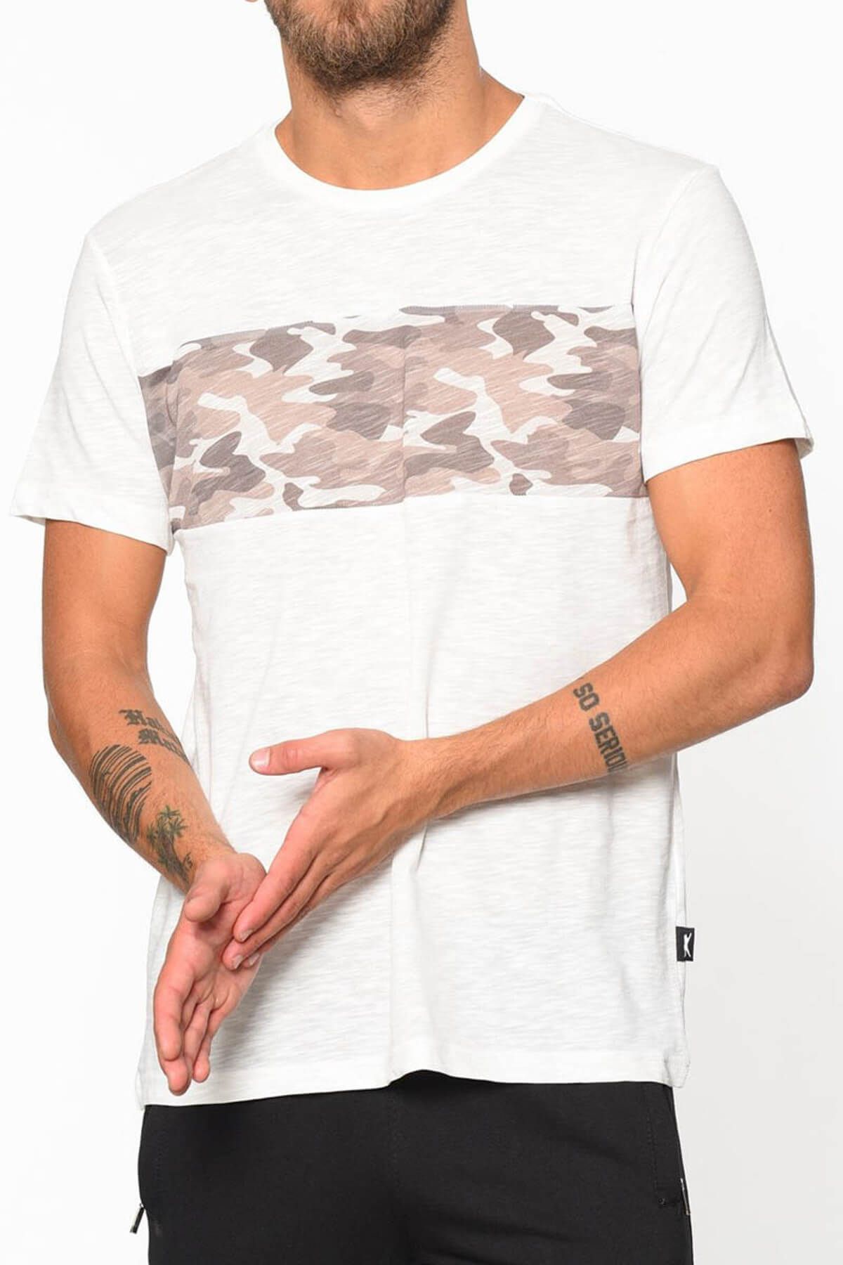 Slazenger Erkek Krem T-shirt - Calvin    - ST18TE047