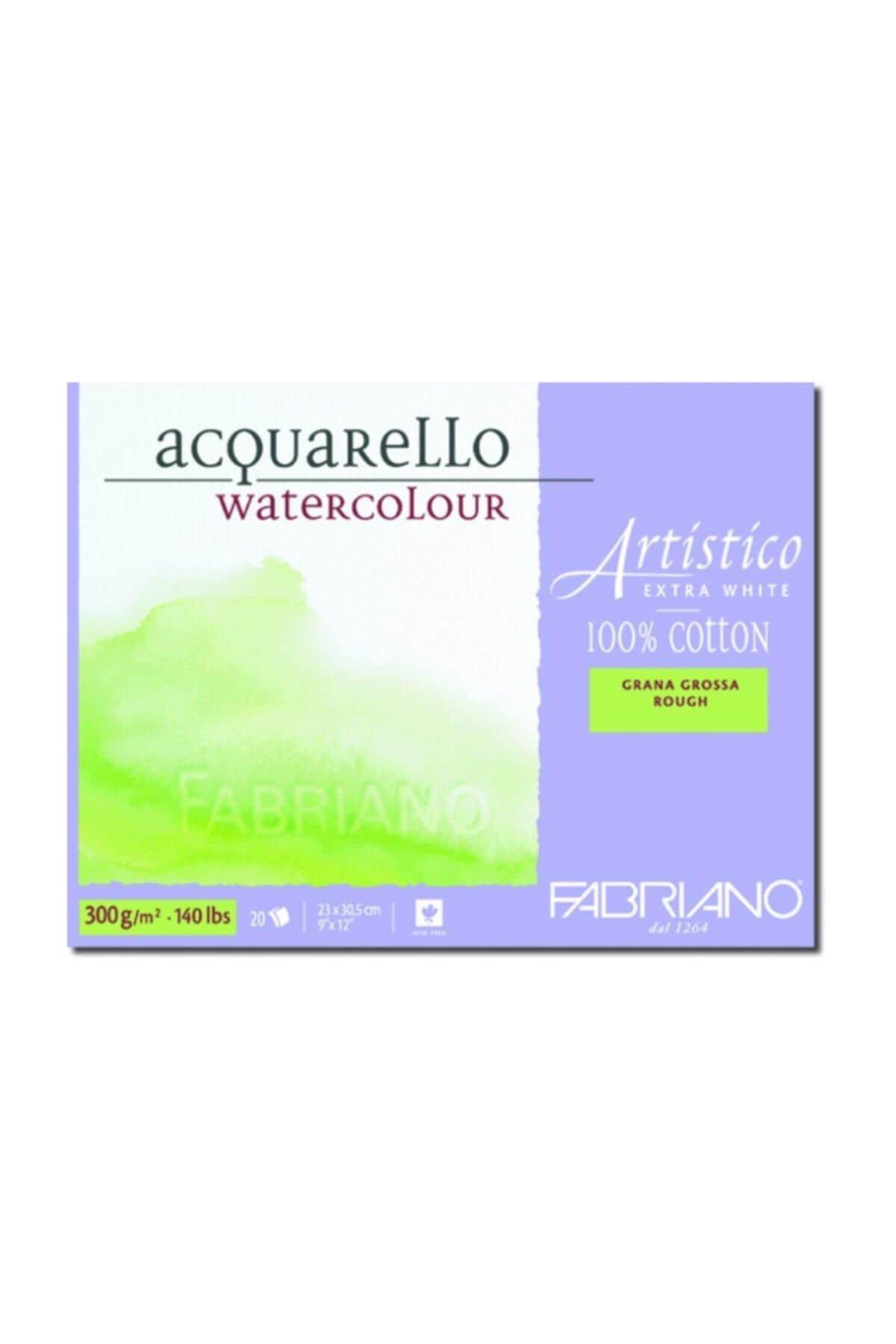 Fabriano Artistico Extra White, Kalın Dokulu Sulu Boya Blok, 300gr. - GG/R - 23x30,5cm