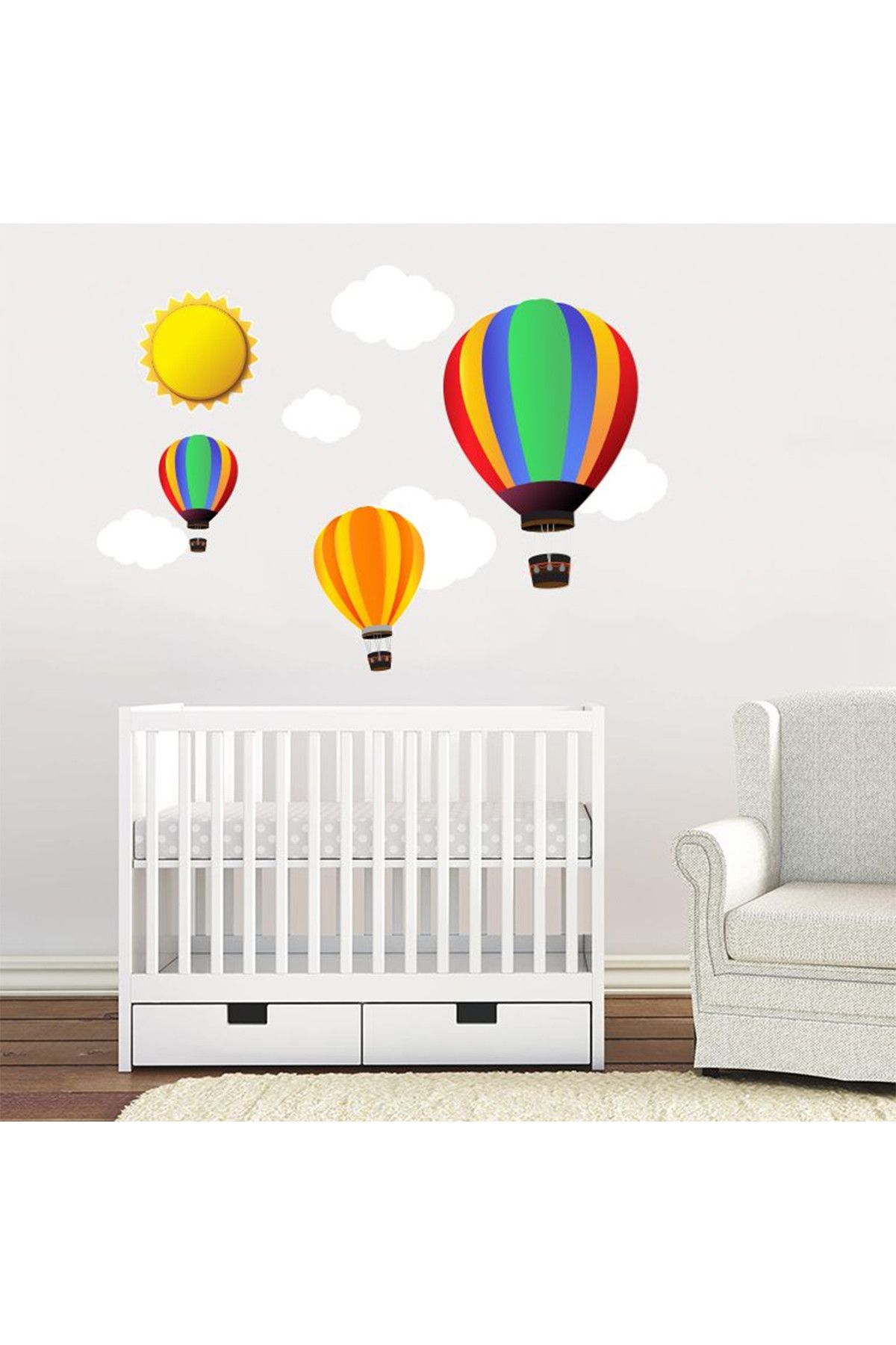 Tilki Dünyası Uçan Balon, Bulut ve Güneş Bebek ve Çocuk Odası Duvar Sticker
