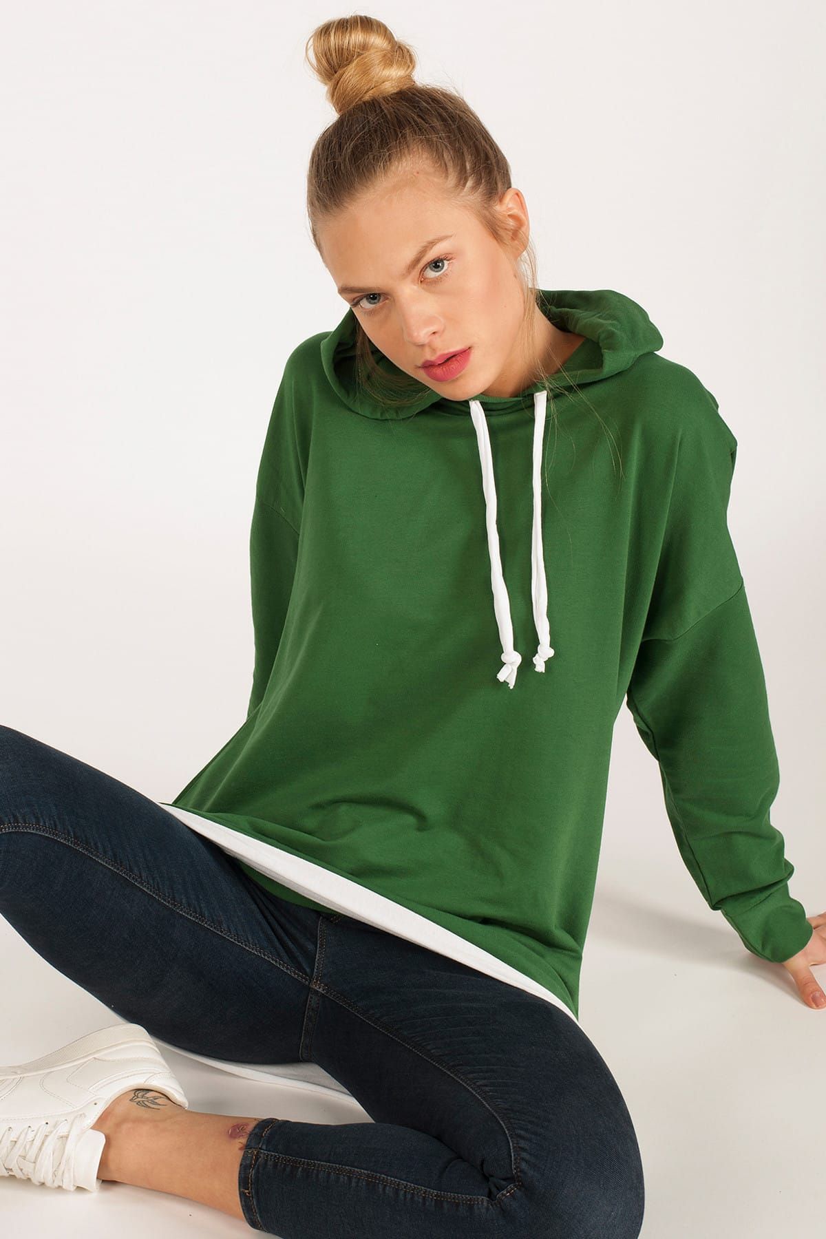 Hadise Kadın Yeşil Kapüşonlu Sweatshirt D D4132