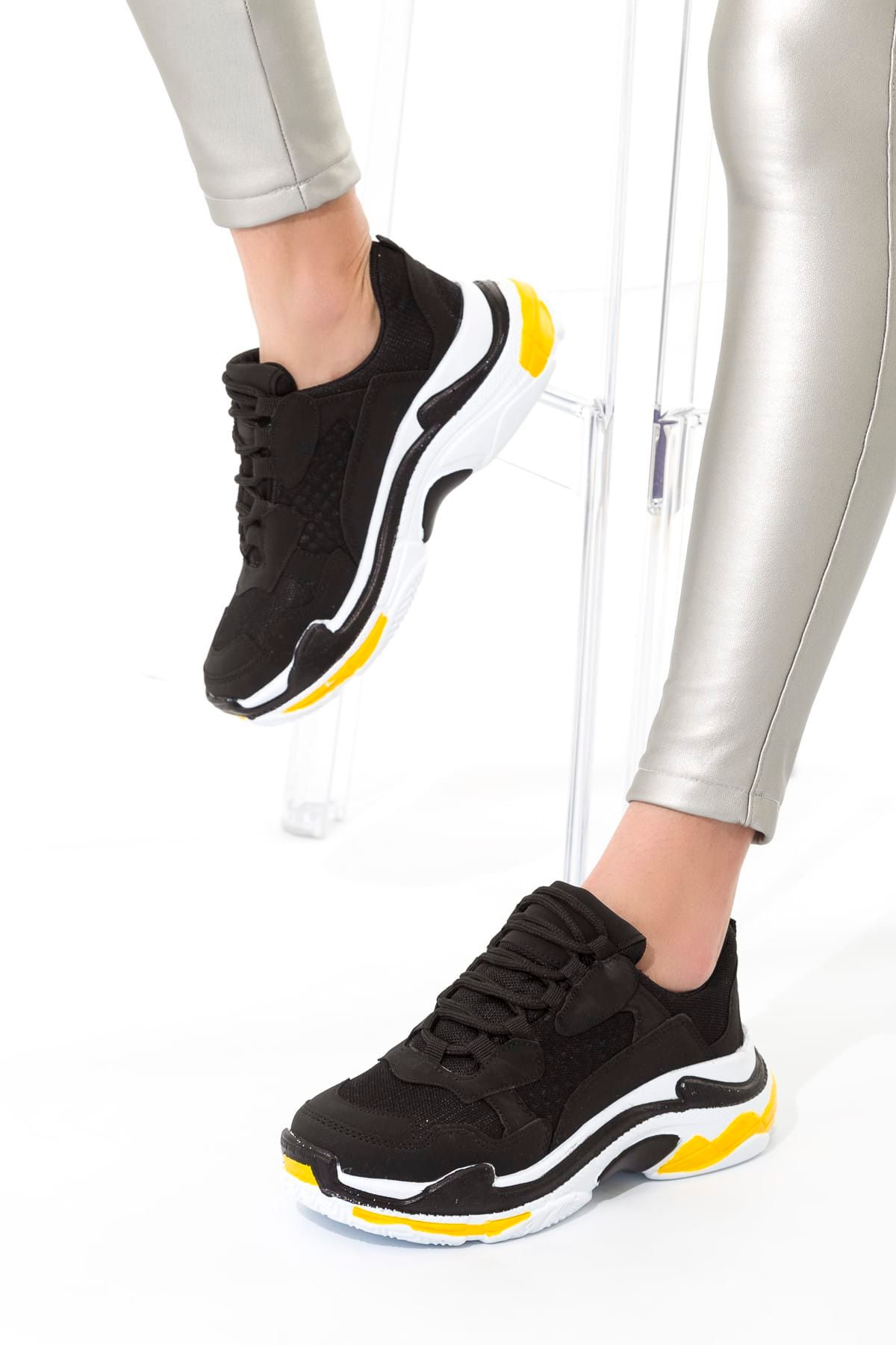 SOHO Siyah Sarı Kadın Sneaker 12411