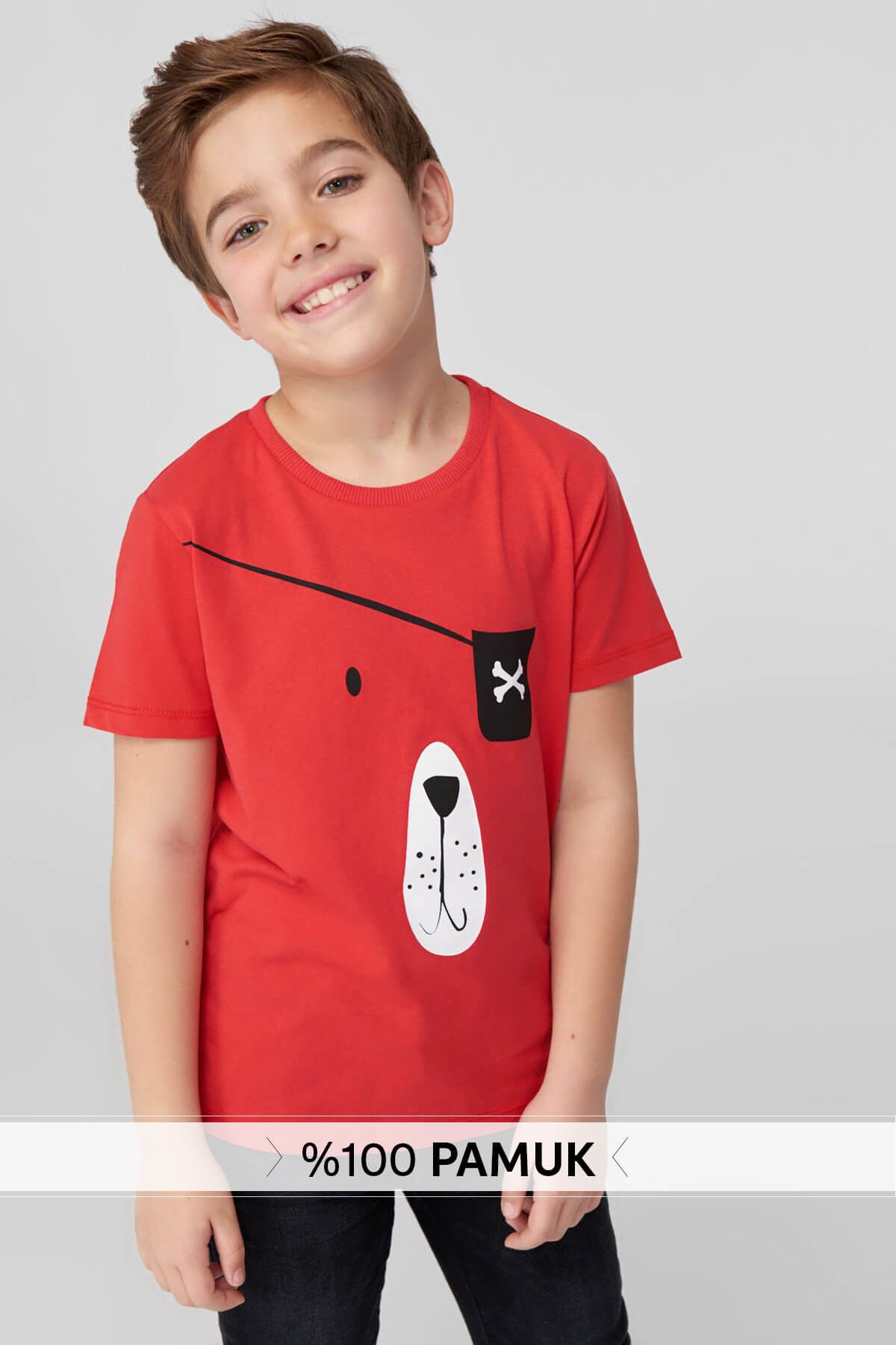 TRENDYOLKIDS Kırmızı Korsan Baskılı Erkek Çocuk T-shirt TKDSS18TF0049