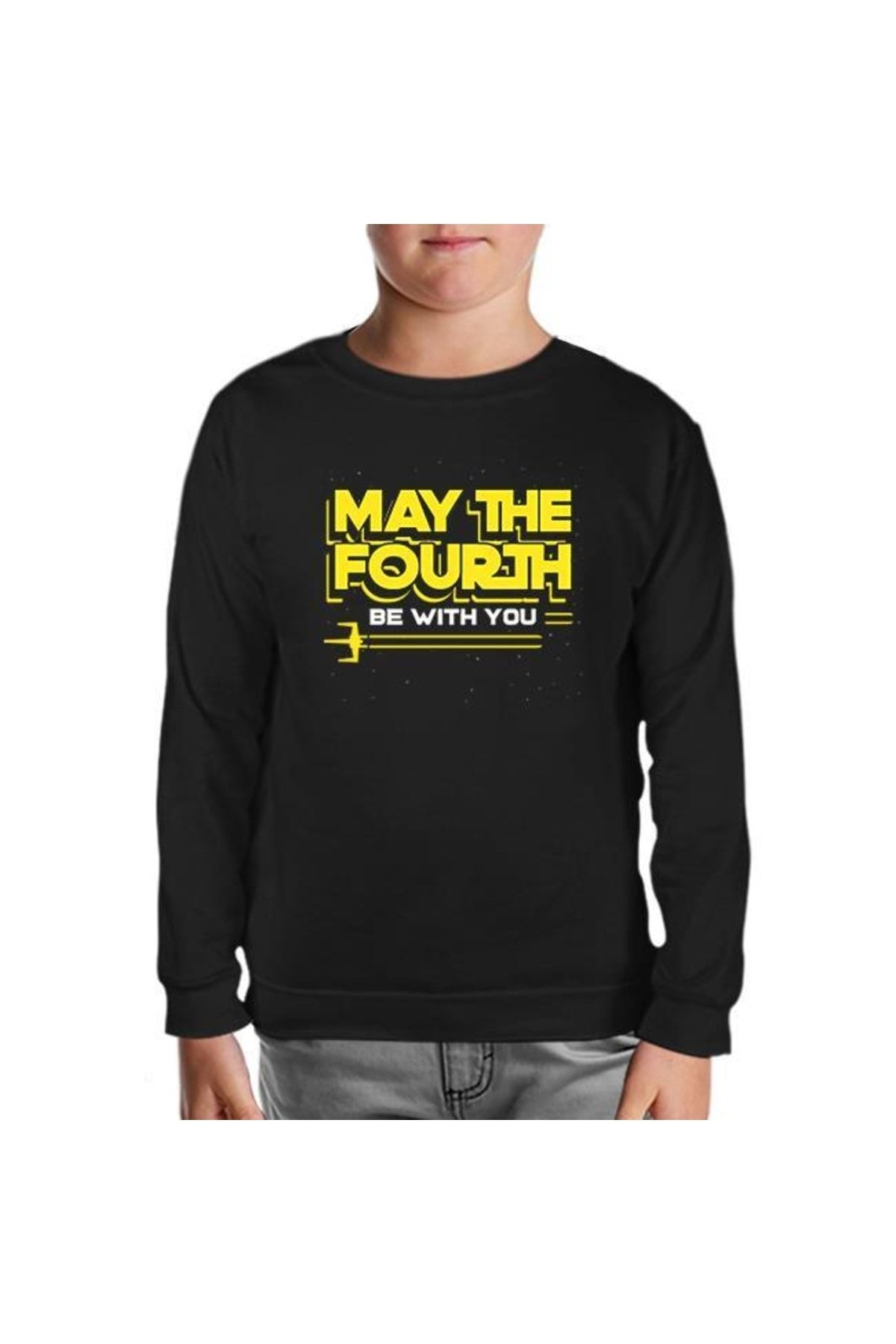 Lord T-Shirt May The Fourth With Battleship Logo Siyah Çocuk Sweatshirt