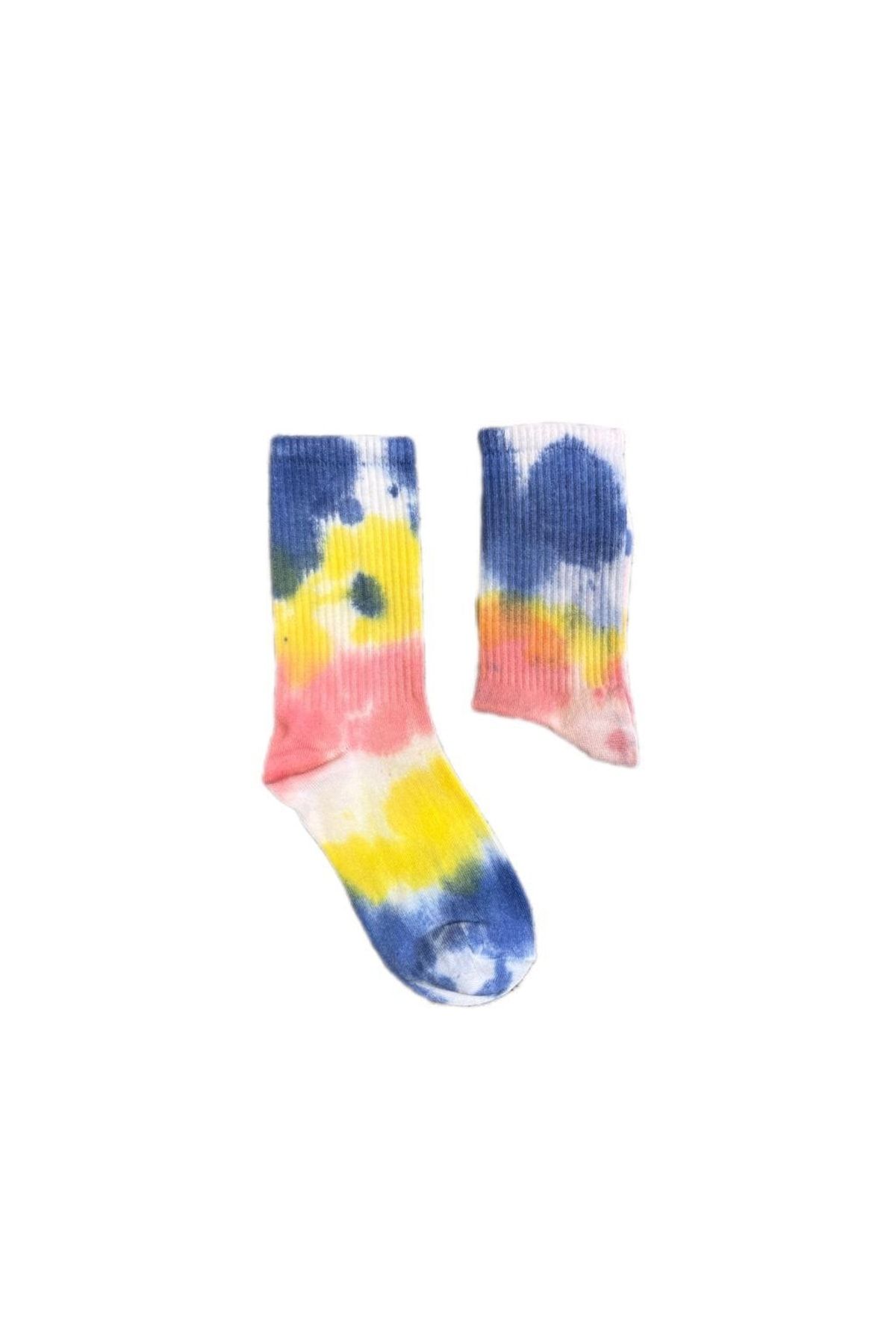 Kuzgunshop Batik (beyaz-sarı-mavi-pembe) Unisex Çorap