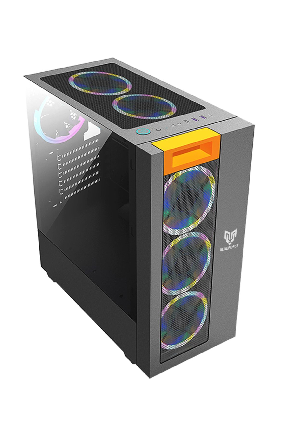 Blueforce Spectra 6* Rgb Fanlı Atx-mini Atx Itx Uyumlu Mid Tower Gaming Oyuncu Bilgisayar Kasası Psu'suz
