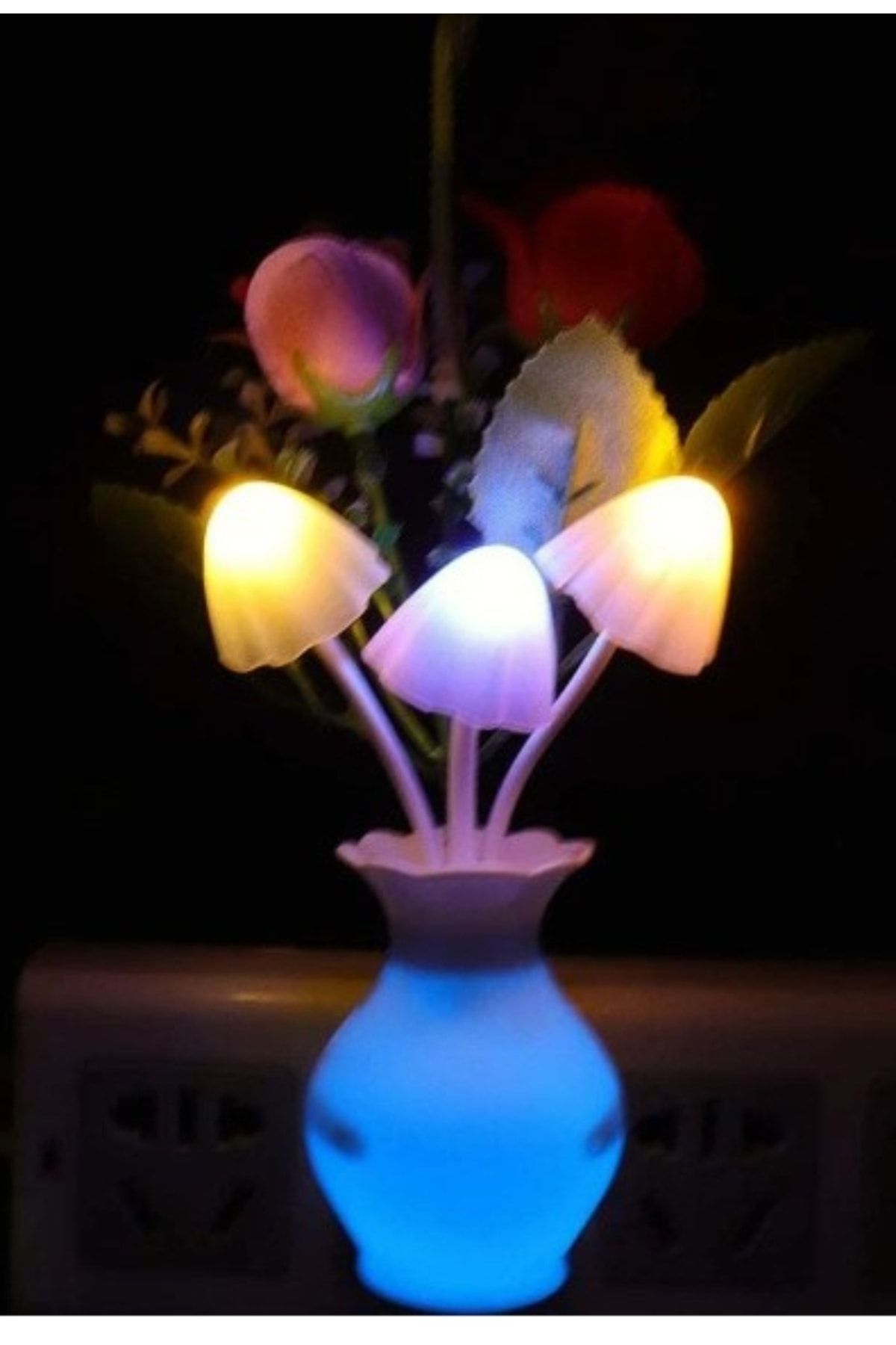 usin Rgb Dekoratif Sensörlü Gece Yanıp Gündüz Sönen Mantar Ve Çiçekli Çoçuk -yatak Odası Gece Lambası