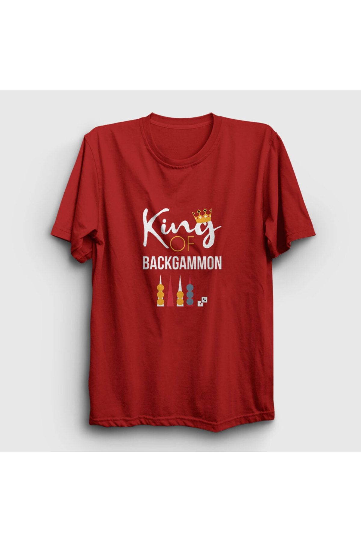 Presmono Unisex Kırmızı King Of Backgammon Oyun Tavla T-shirt 418263tt