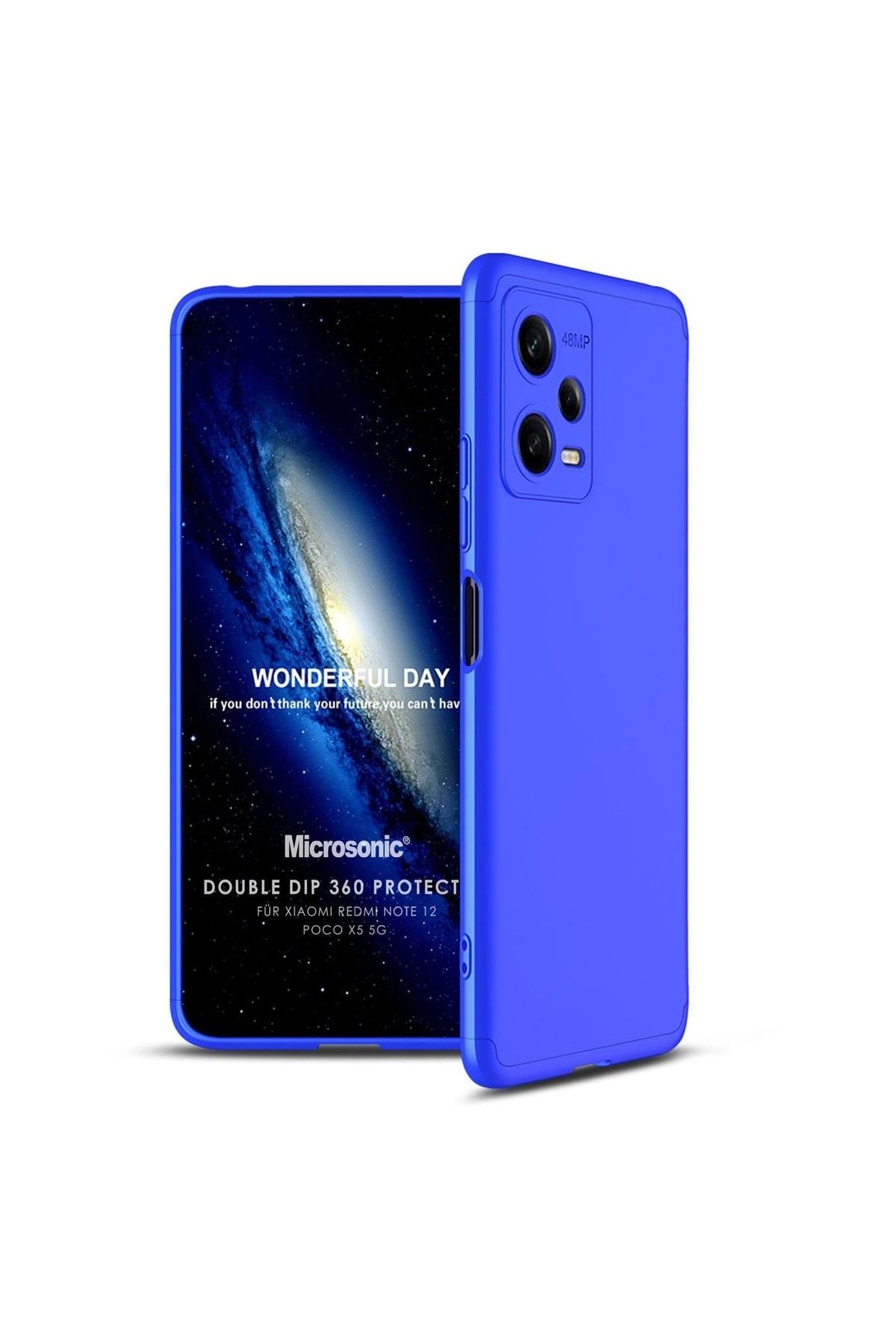 Microsonic Xiaomi Poco X5 5g Kılıf Double Dip 360 Protective Mavi
