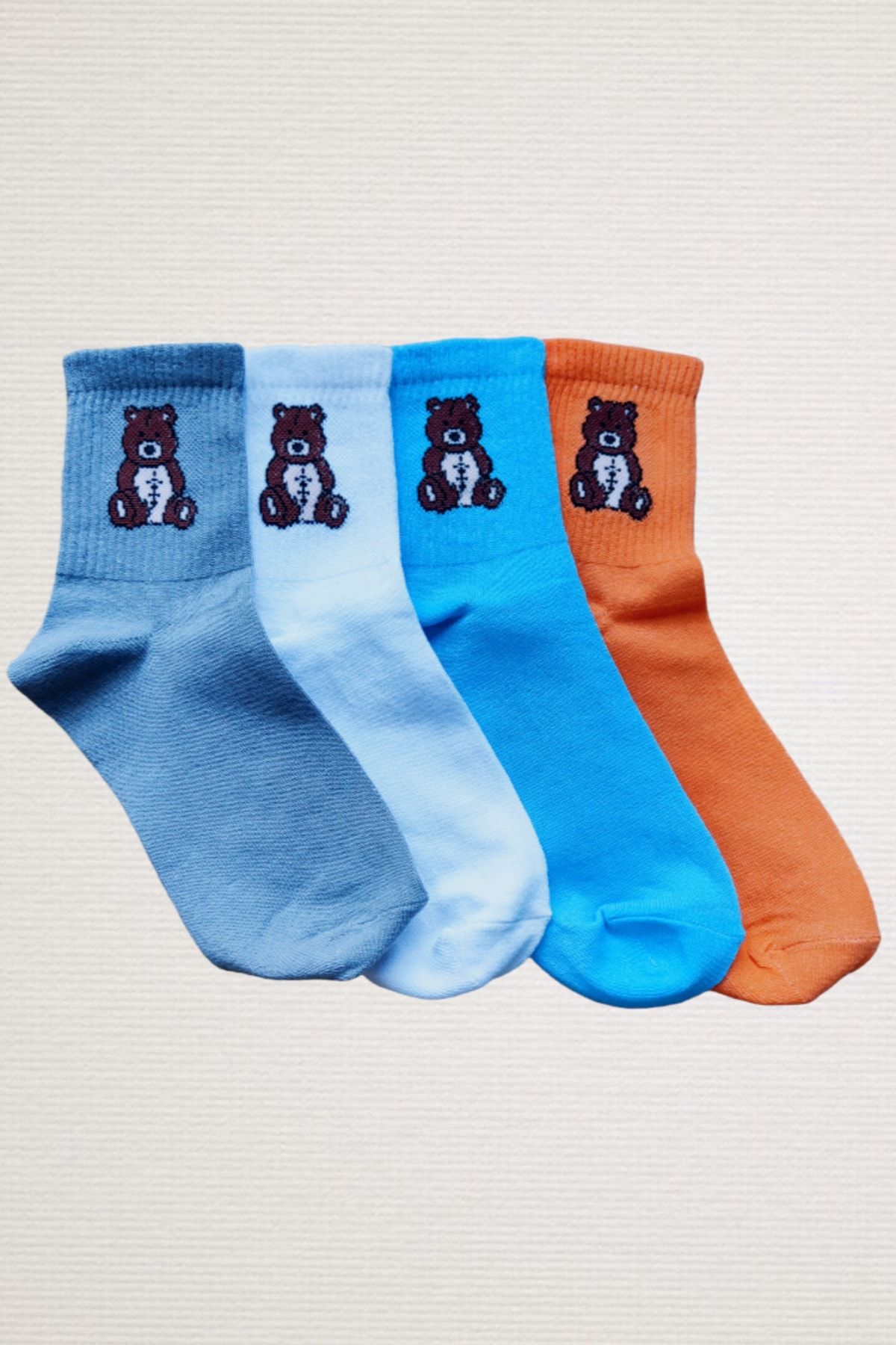SOFT Nzt - Socks 4’lü Ayıcık Emoji Yarım Konç Çorap