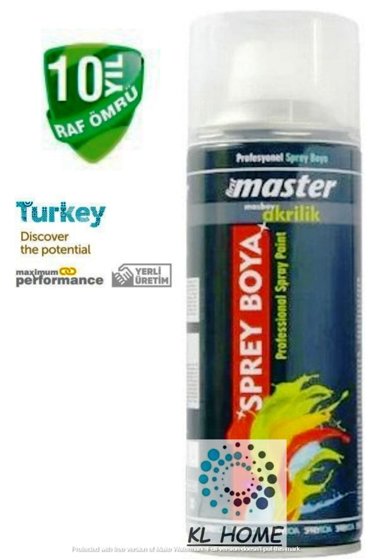 Master Parlak Beyaz Pro Seri Akrilik Sprey Boya - Özel Kilit Kapak -400ml - 10 Yıl Raf Ömrü