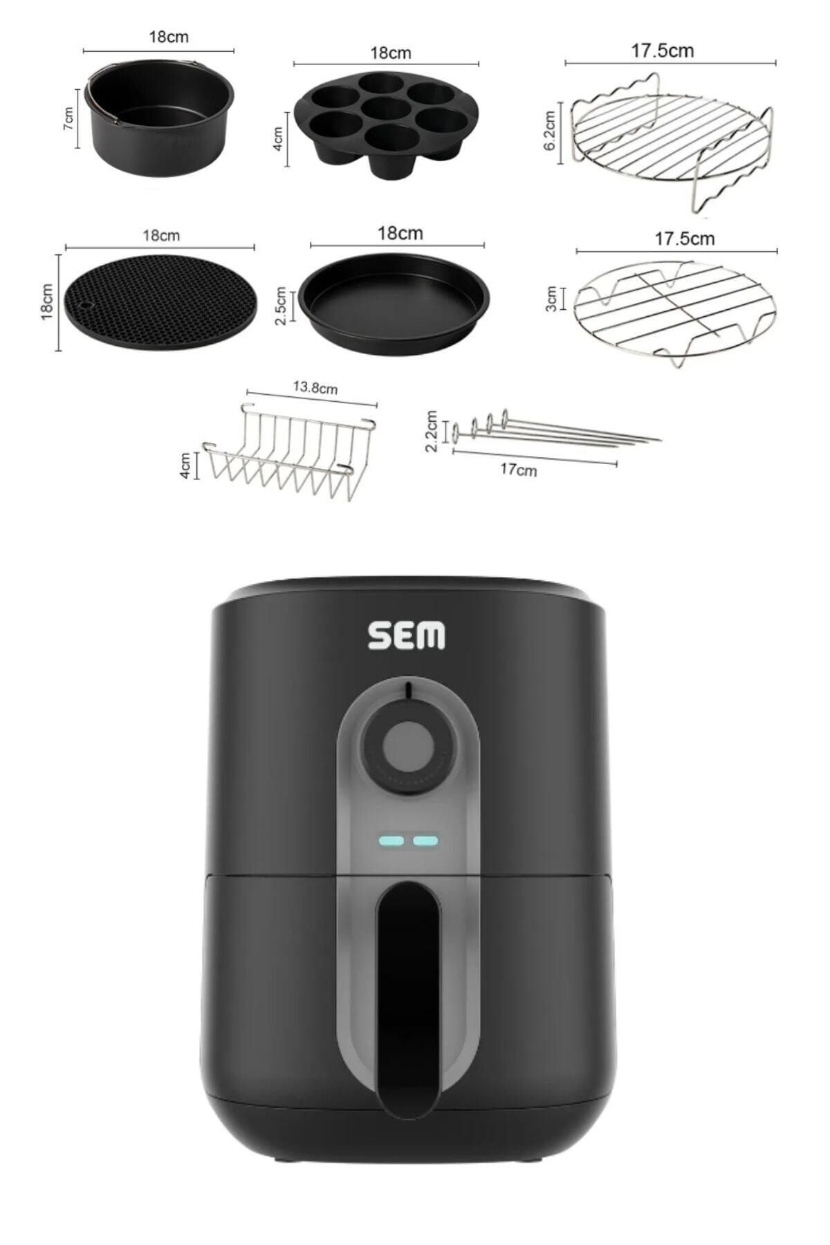 SEM Sc305 Midocook Airfryer Yağsız Kızartma Fritöz Ve Pişirme Aparatları Fritöz Pişirme Aksesuarları