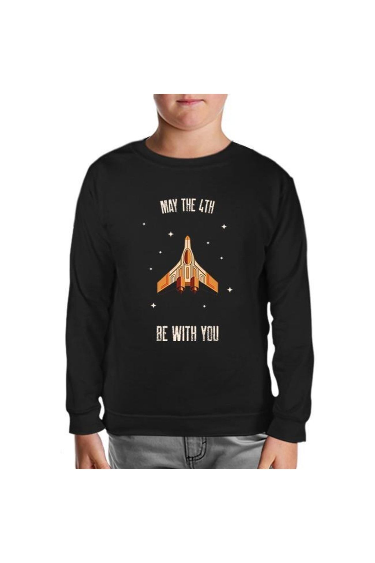 Lord T-Shirt May The Fourth Spaceship And Stars Siyah Çocuk Sweatshirt