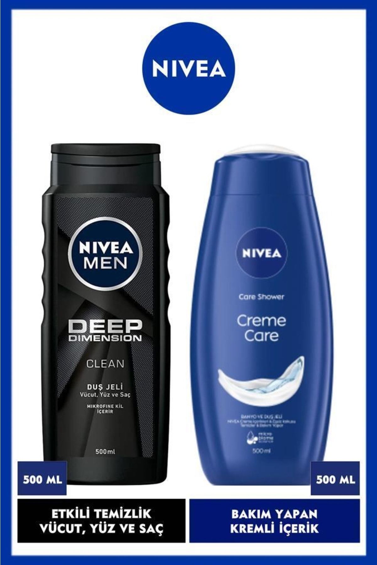 NIVEA Deep Dimension- Creme Care Duş Jeli-kadın-erkek Vücut Temizlik Seti