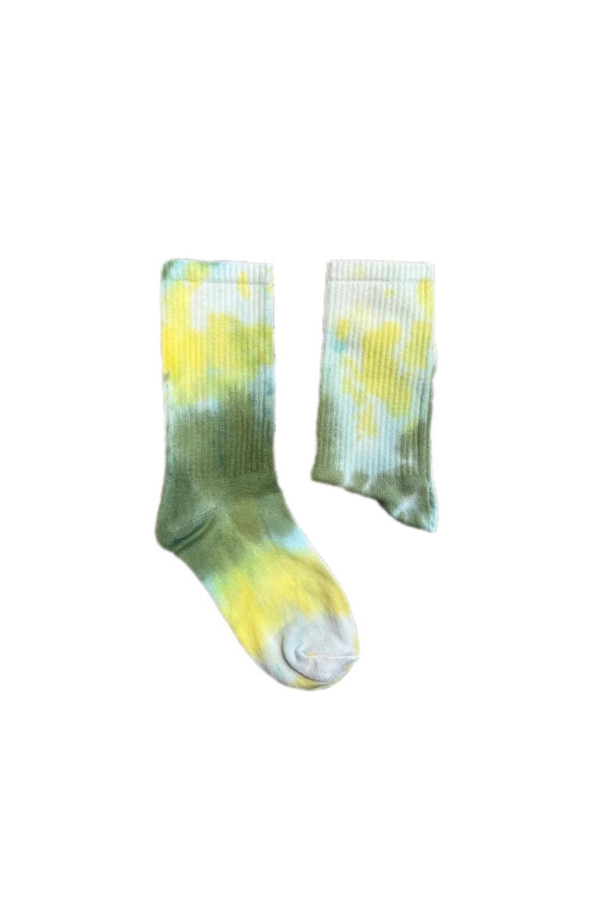 Kuzgunshop Batik (füme-sarı-beyaz) Unisex Çorap